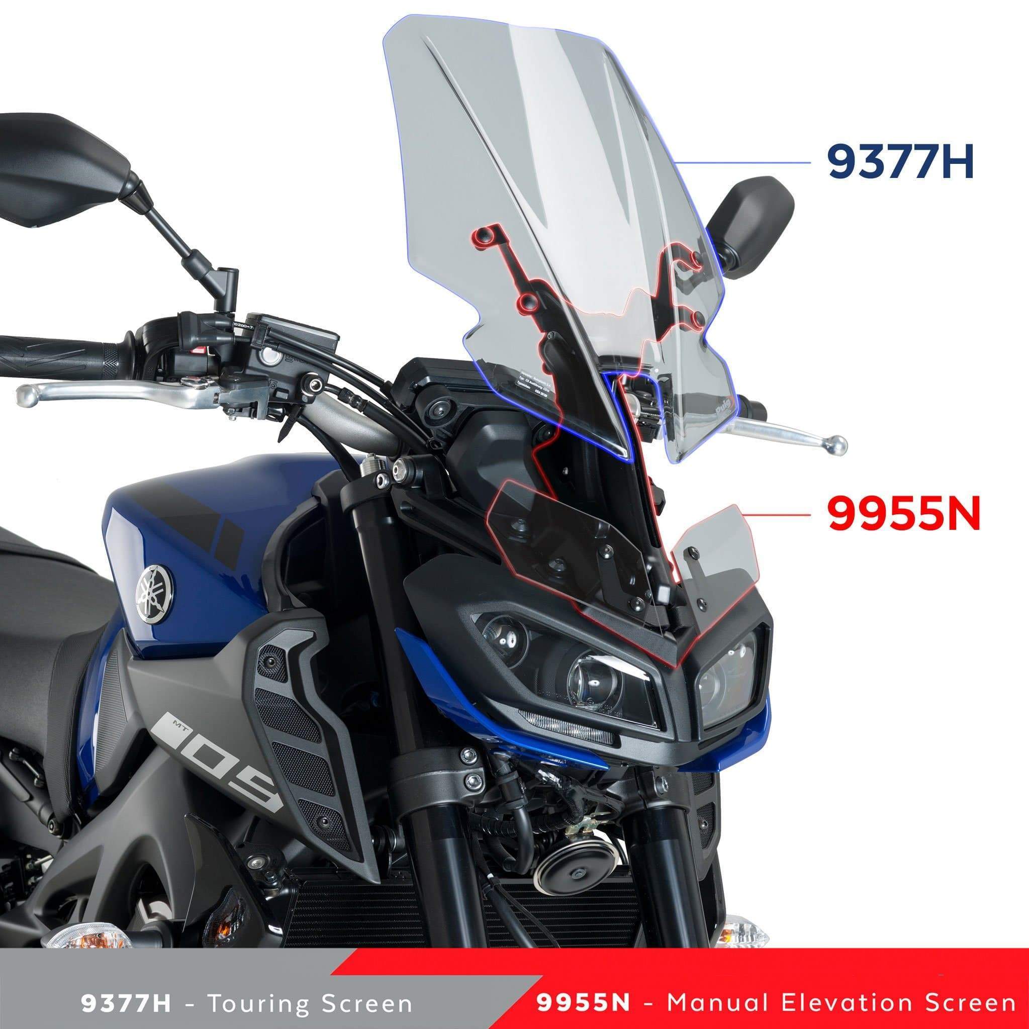 Puig Manual Screen Adjustment System | Black | Yamaha MT-09 2017>2020 - Shop name