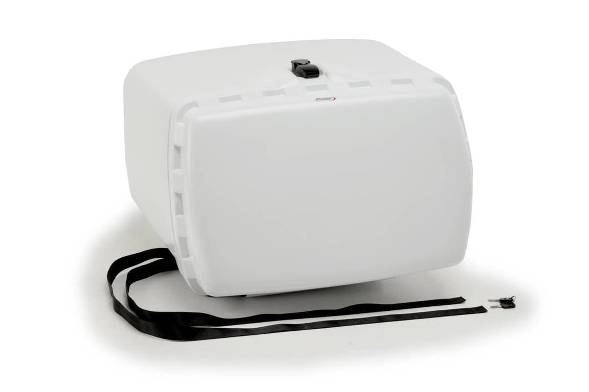 Puig Maxi Box 90L - With Lock and Fasten (Straps Included) | White - Shop name