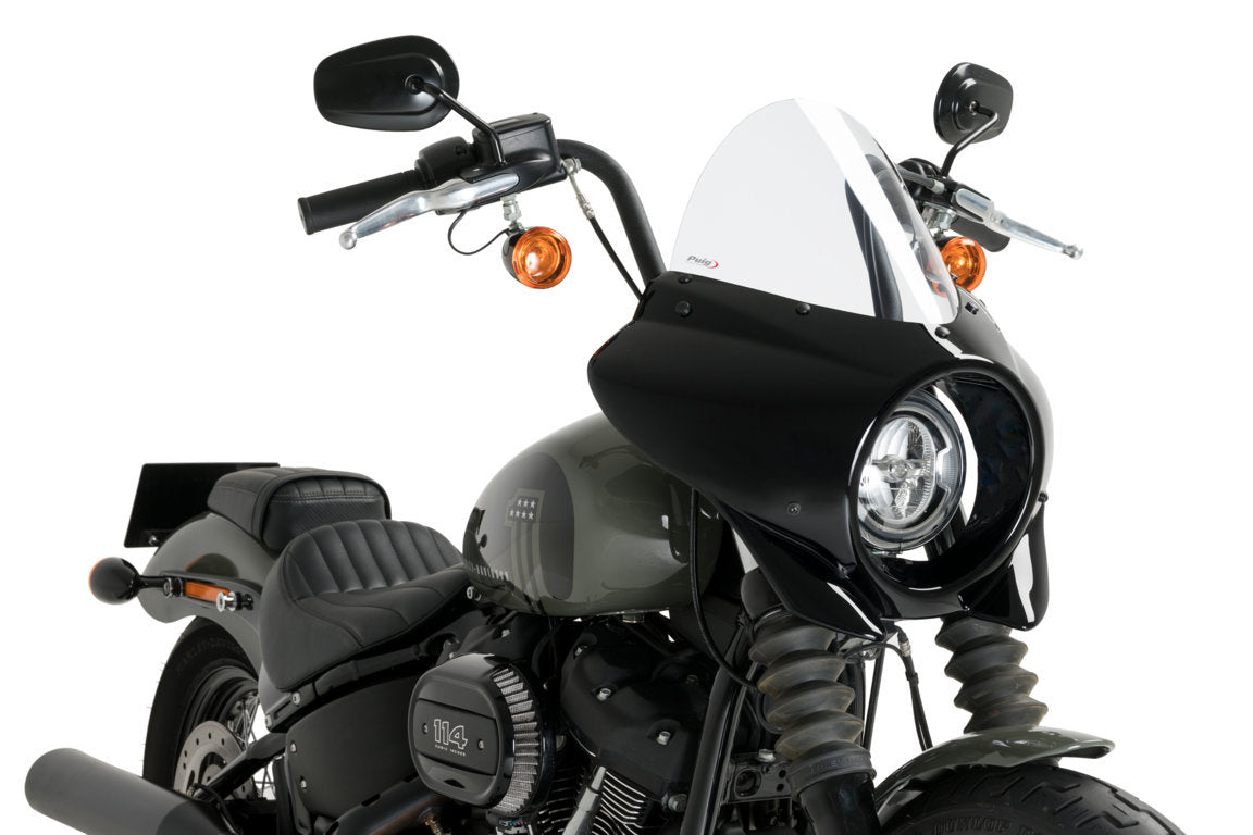 Puig Mirage Touring Screen | Gloss Black/Clear | Harley Davidson Softail Street Bob (FXBB) 2021>Current - Shop name