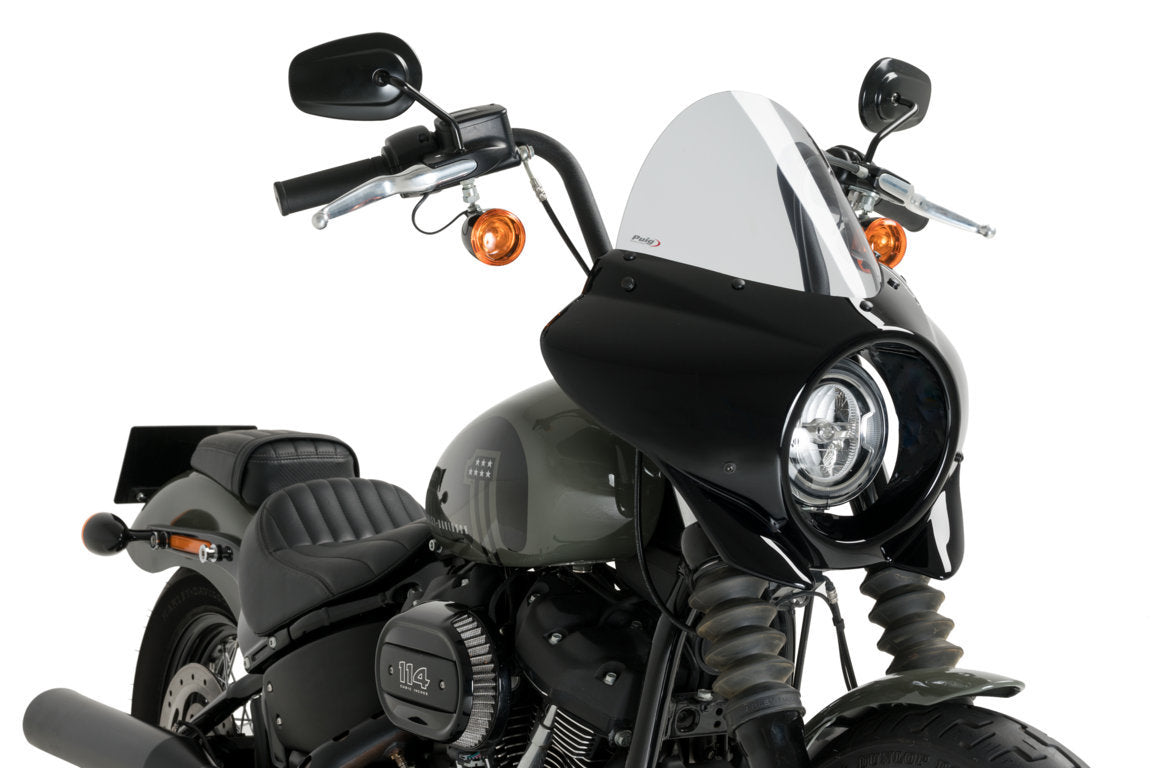 Puig Mirage Touring Screen | Gloss Black/Light Smoke | Harley Davidson Softail Street Bob (FXBB) 2021>Current - Shop name