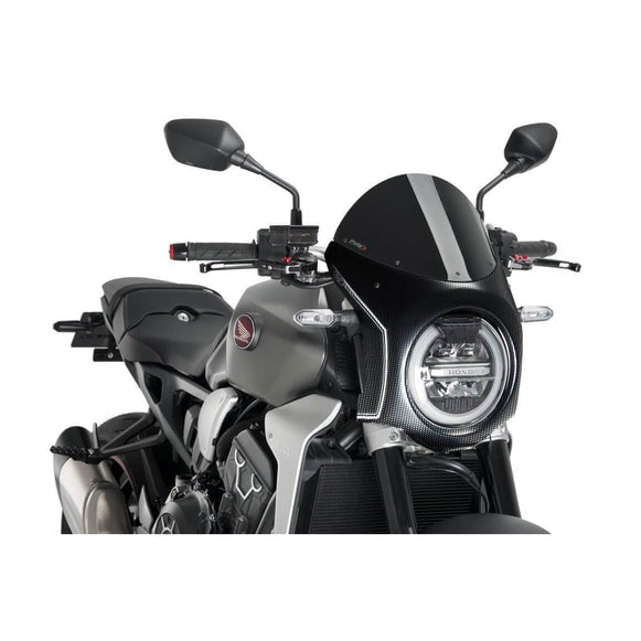 Puig Nose Fairing | Carbon Look with Black Screen | Honda CB 1000 R 2018>2020 - Pyramid Motorcycle Accessories