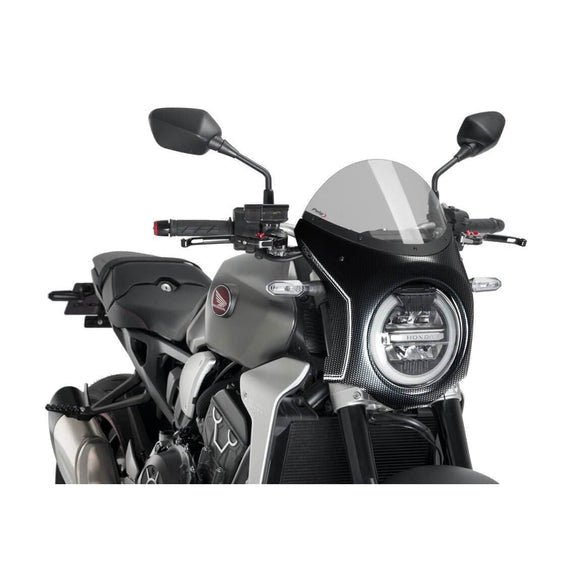 Puig Nose Fairing | Carbon Look with Light Smoke Screen | Honda CB 1000 R 2018>2020 - Pyramid Motorcycle Accessories