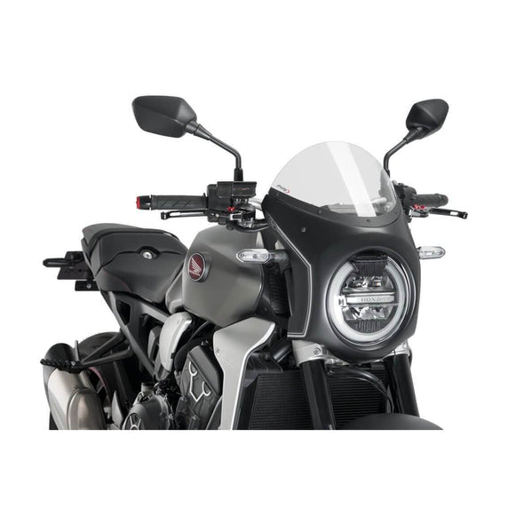 Puig Nose Fairing | Matte Black with Clear Screen | Honda CB 1000 R 2018>2020 - Pyramid Motorcycle Accessories