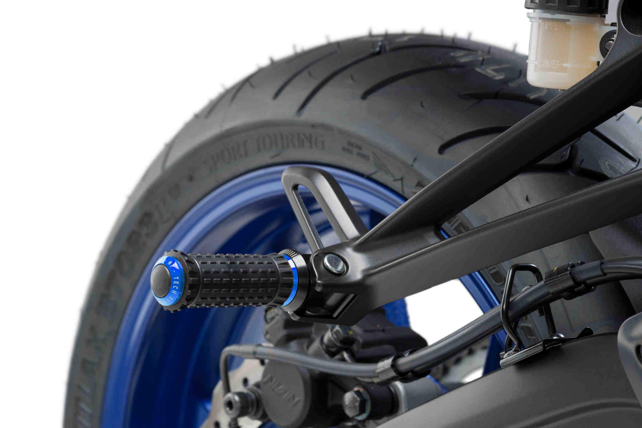 Puig R-Fighter S Footpegs | Blue with Removable Black Rubber Grip - Shop name