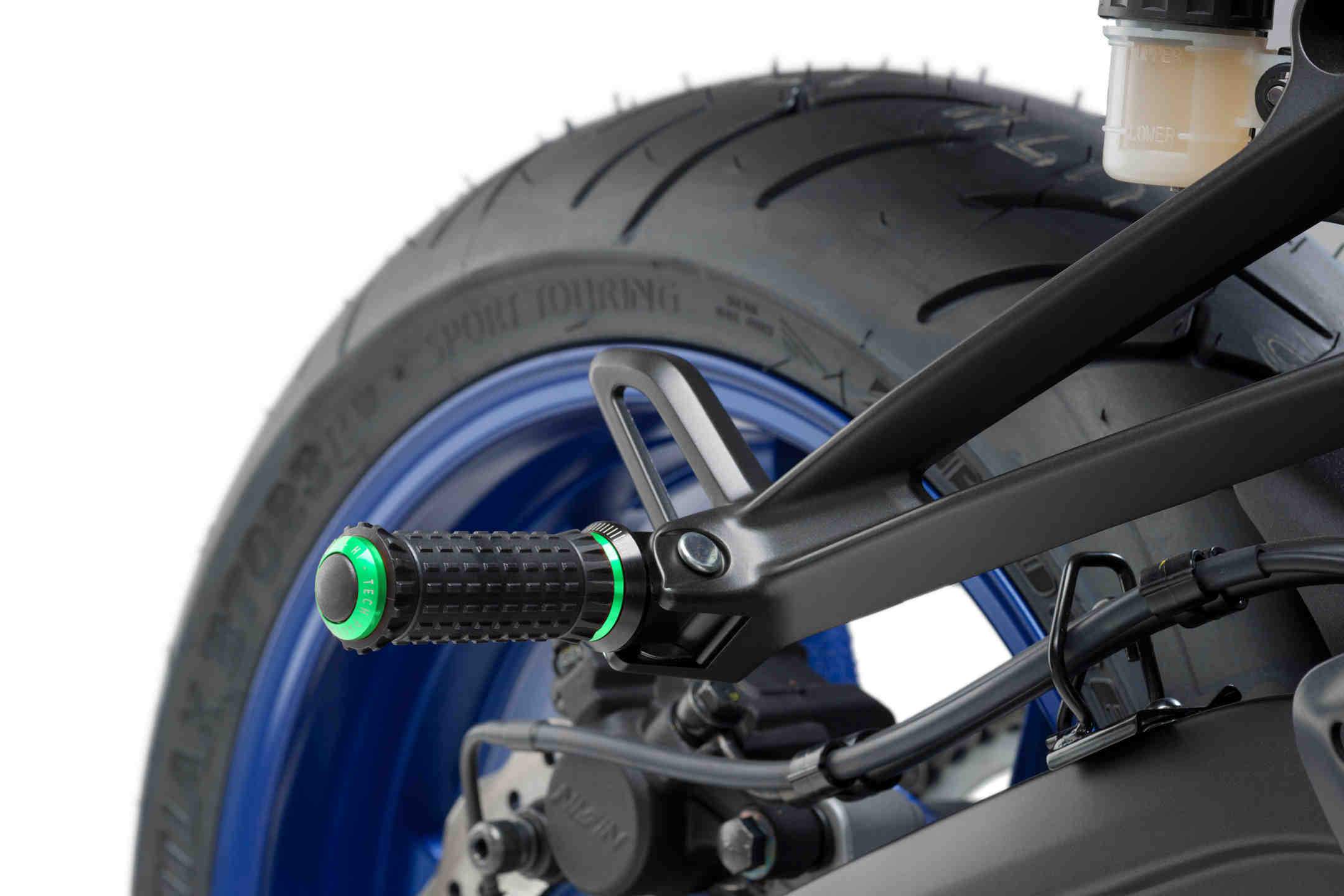 Puig R-Fighter S Footpegs | Green with Removable Black Rubber Grip - Shop name