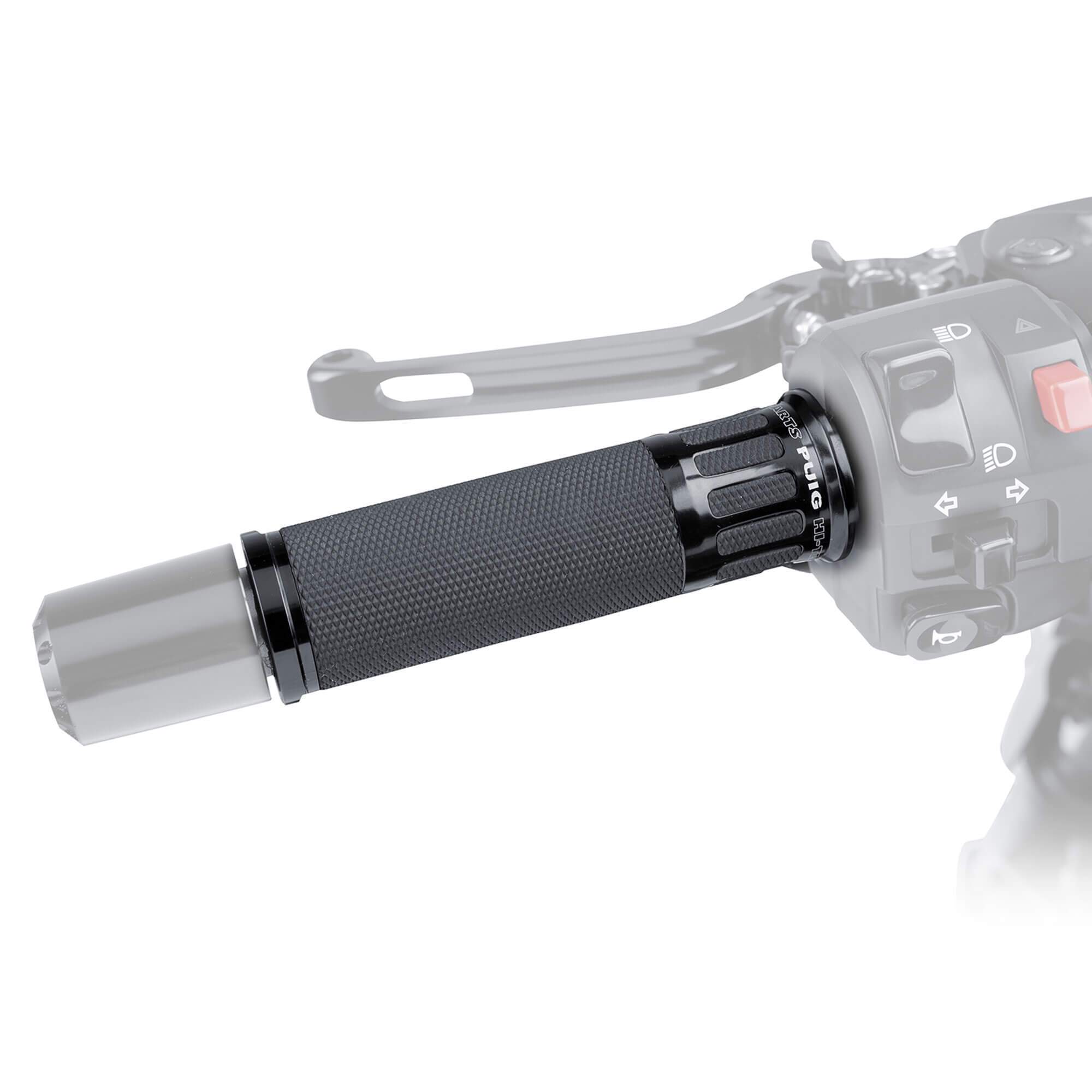 Puig Racing Grips 119mm Length | Black with Black Trim - Shop name