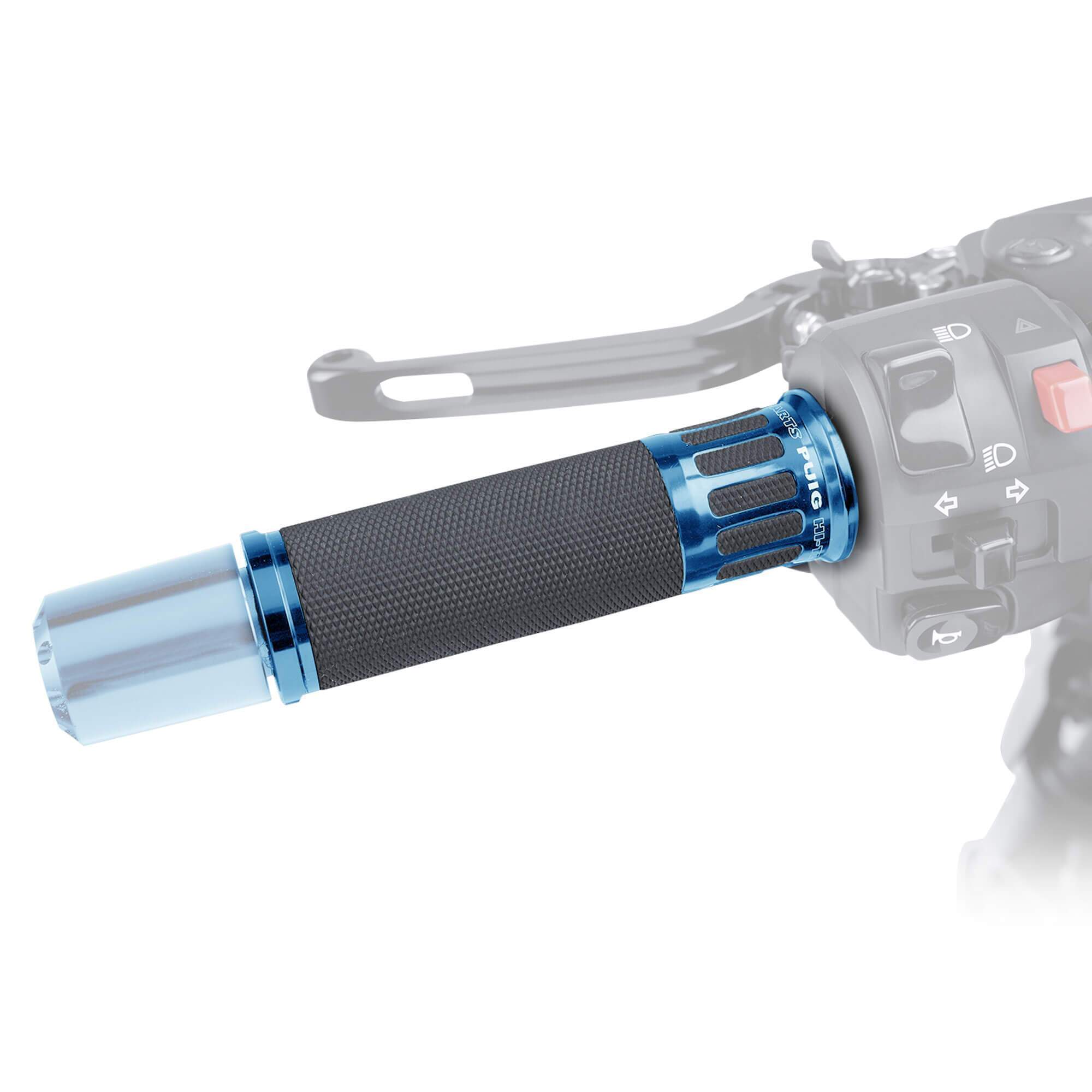 Puig Racing Grips 119mm Length | Black with Blue Trim - Shop name