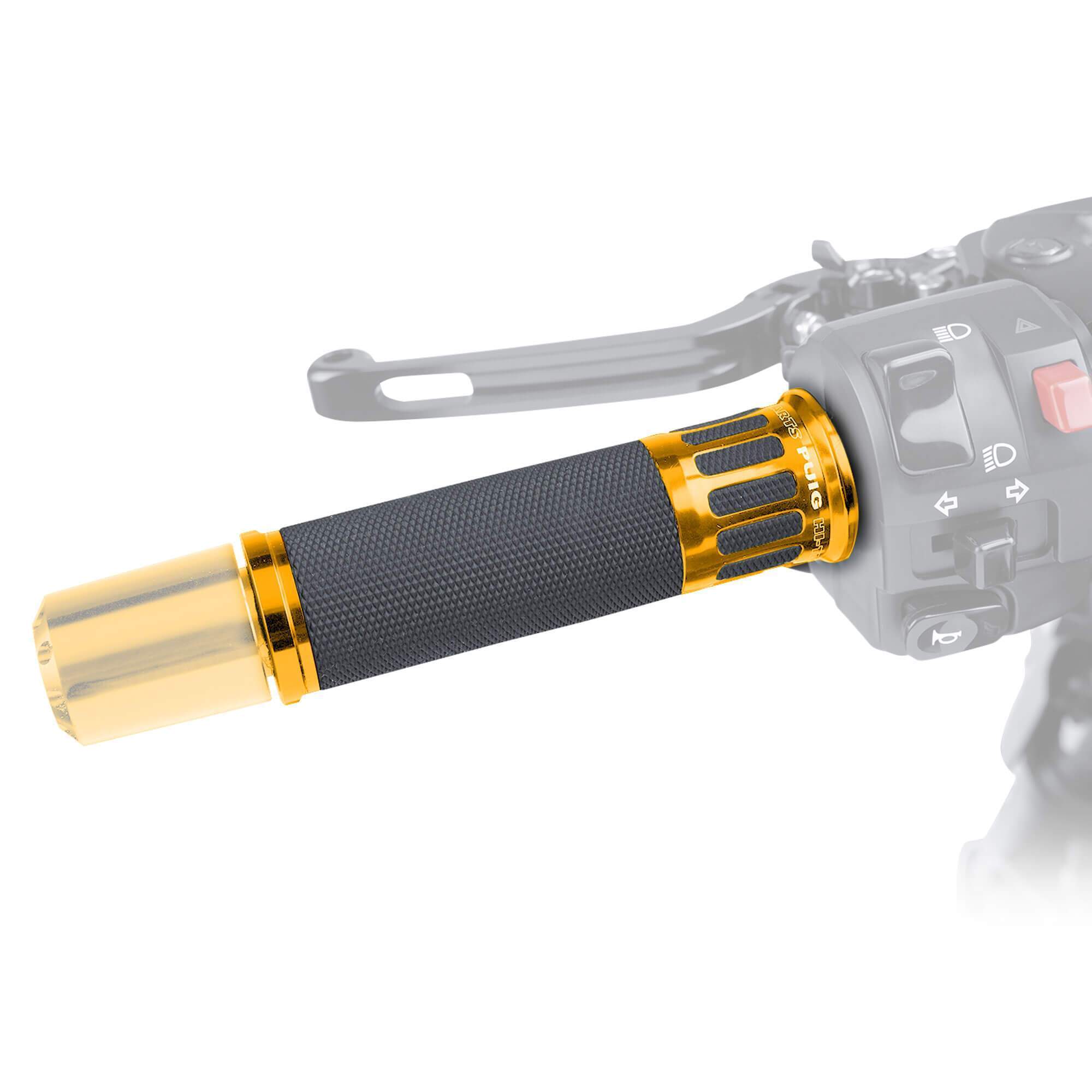 Puig Racing Grips 119mm Length | Black with Gold Trim - Shop name