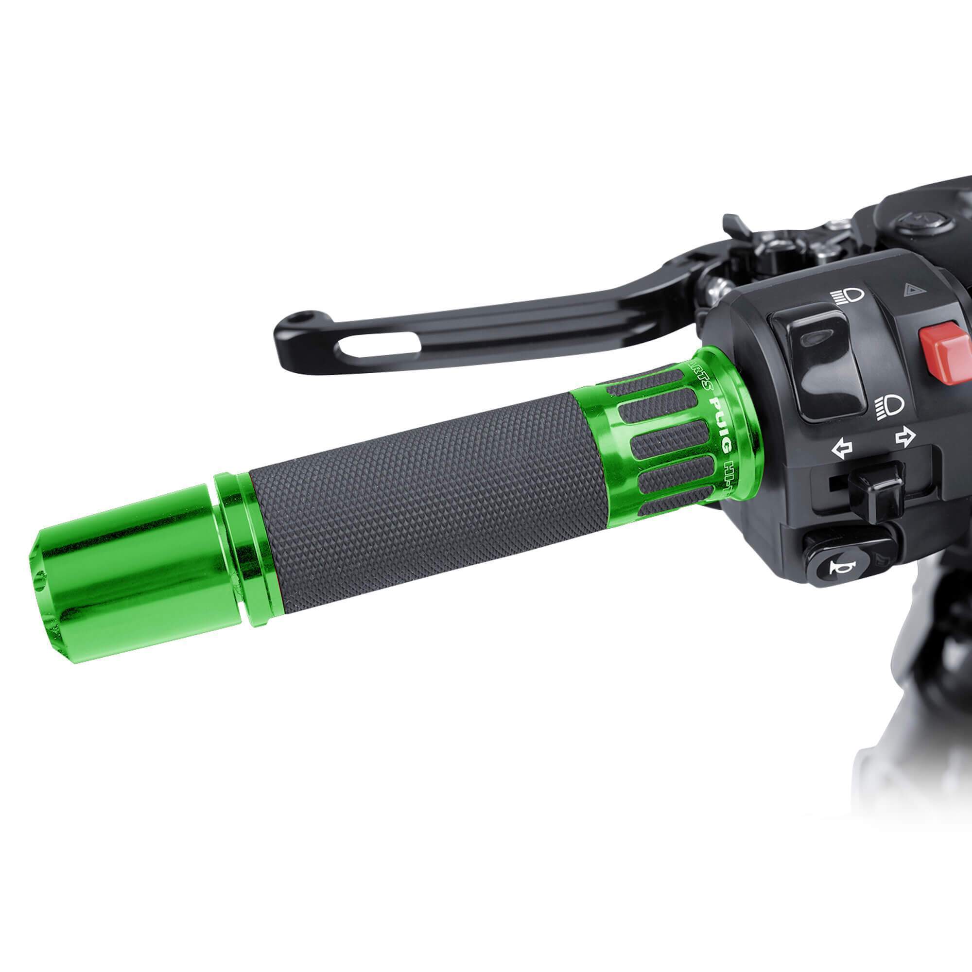 Puig Racing Grips 119mm Length | Black with Green Trim - Shop name