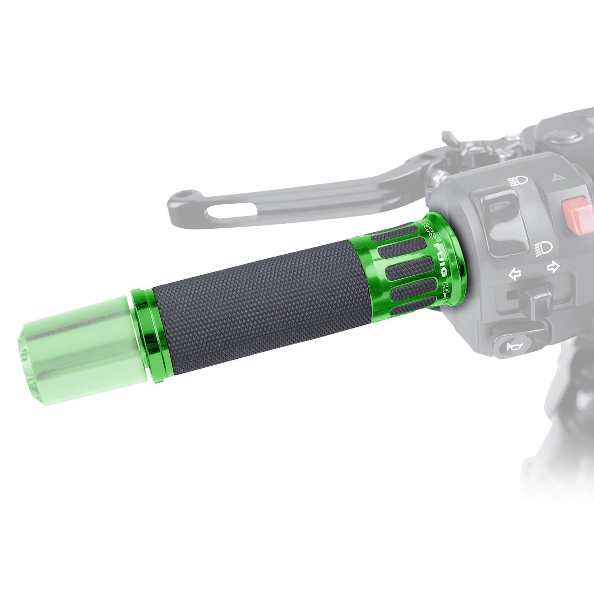 Puig Racing Grips 119mm Length | Black with Green Trim - Shop name