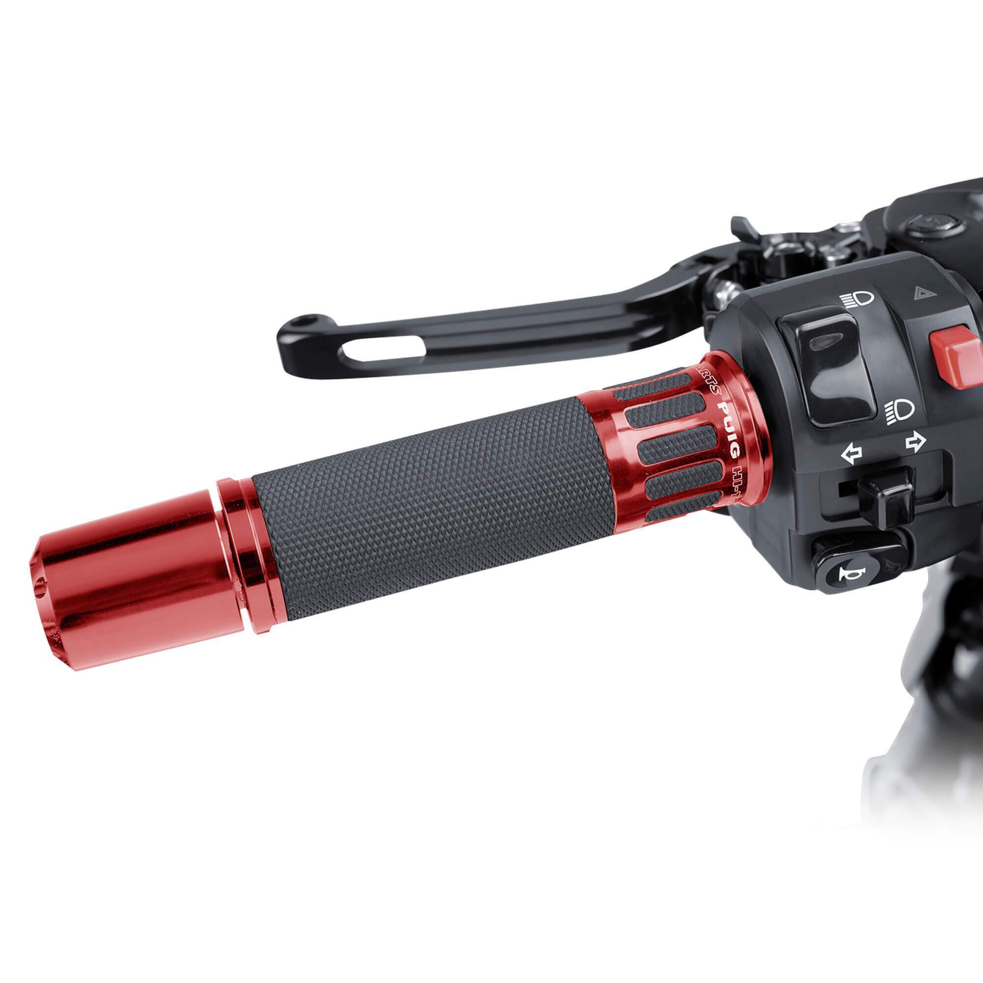 Puig Racing Grips 119mm Length | Black with Red Trim - Shop name