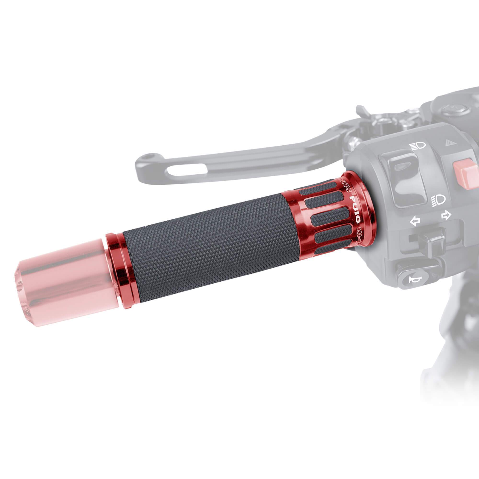 Puig Racing Grips 119mm Length | Black with Red Trim - Shop name