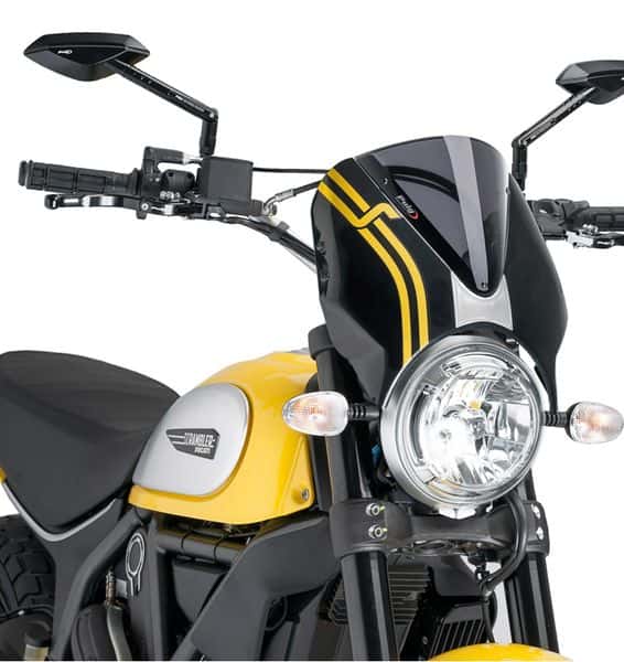 Puig Retrovision Nose Fairing | Black with Dark Smoke Screen | Ducati Scrambler Urban Enduro 2015>Current - Shop name