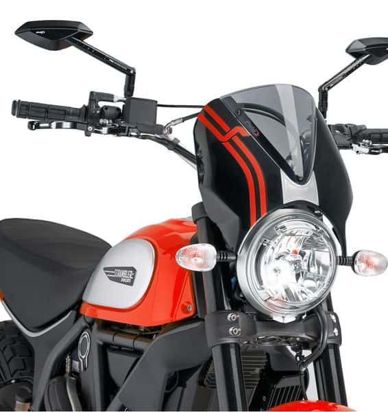 Puig Retrovision Nose Fairing | Black with Light Smoke Screen | Ducati Scrambler Full Throttle 2015>Current - Shop name