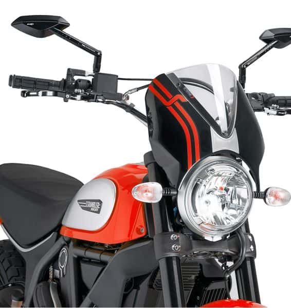 Puig Retrovision Nose Fairing | Matte Black with Clear Screen | Ducati Scrambler Flat Track Pro 2016>2016 - Shop name