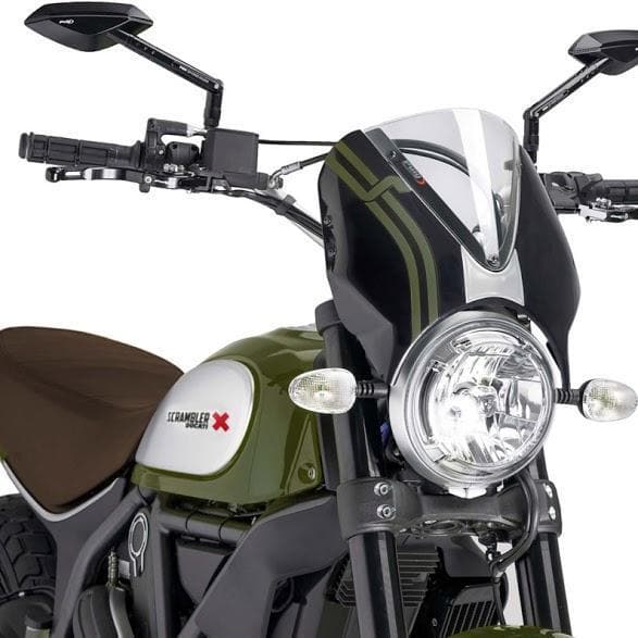 Puig Retrovision Nose Fairing | Matte Black with Clear Screen | Ducati Scrambler Flat Track Pro 2016>2016 - Shop name