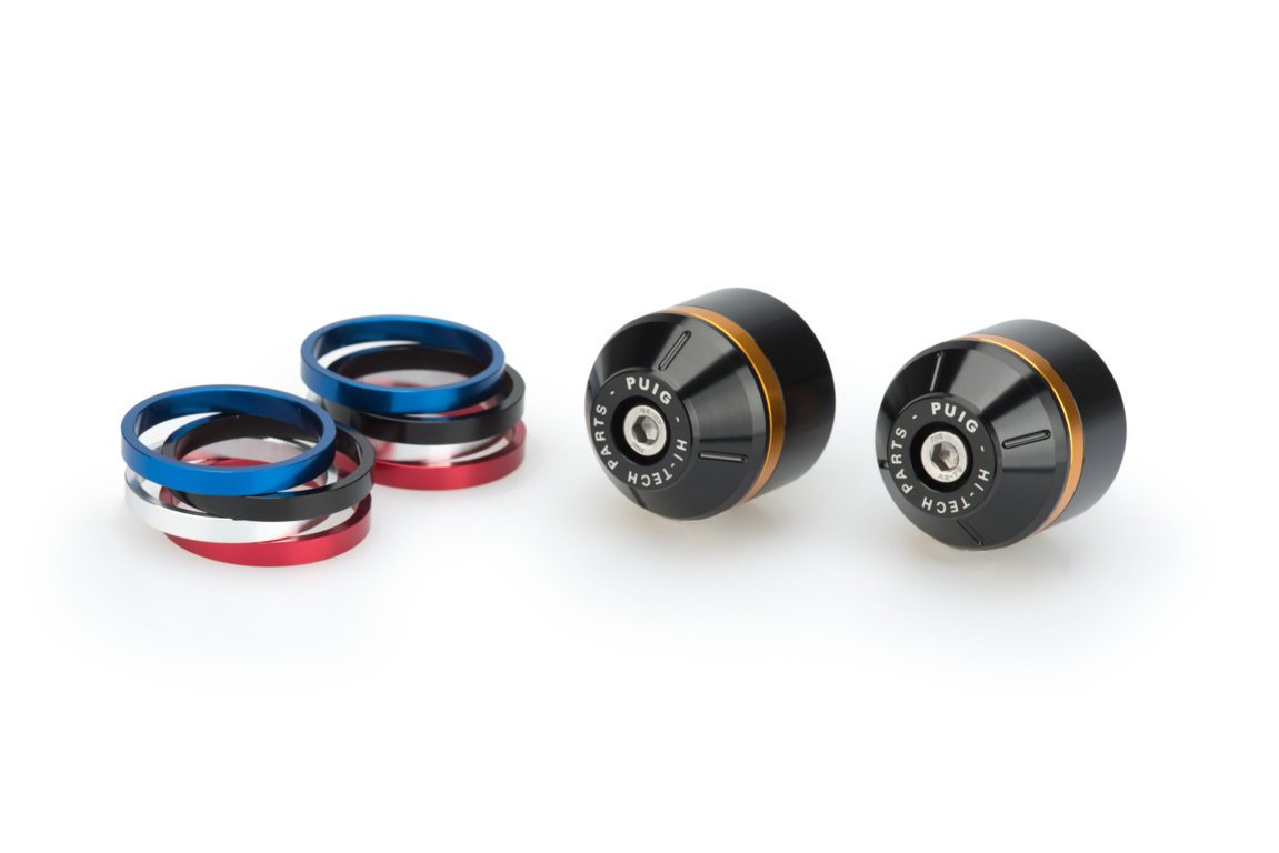 Puig Short Bar Ends | Black w/ Coloured Rings | Aprilia RS 660 2021>Current - Pyramid Motorcycle Accessories
