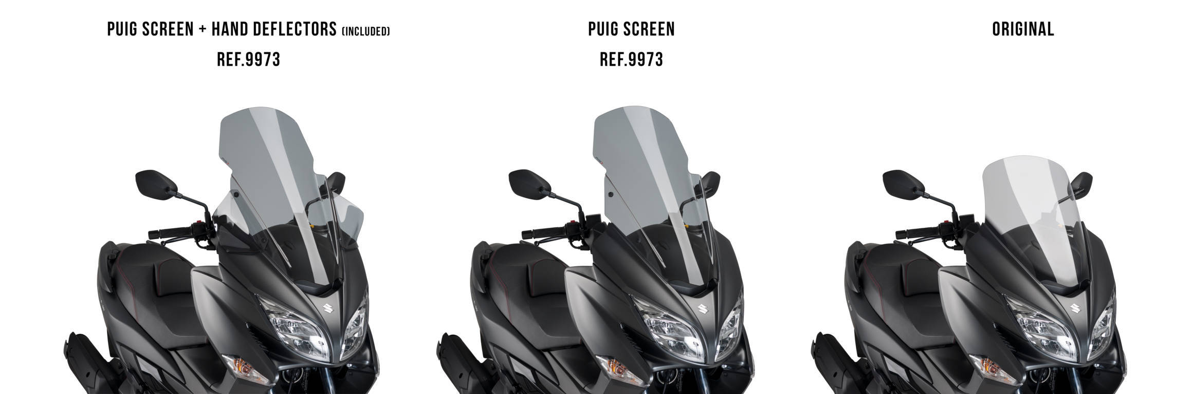 Puig Touring Screen w/ Removable Handguards | Clear | Suzuki Burgman 400 2017>Current - Pyramid Motorcycle Accessories