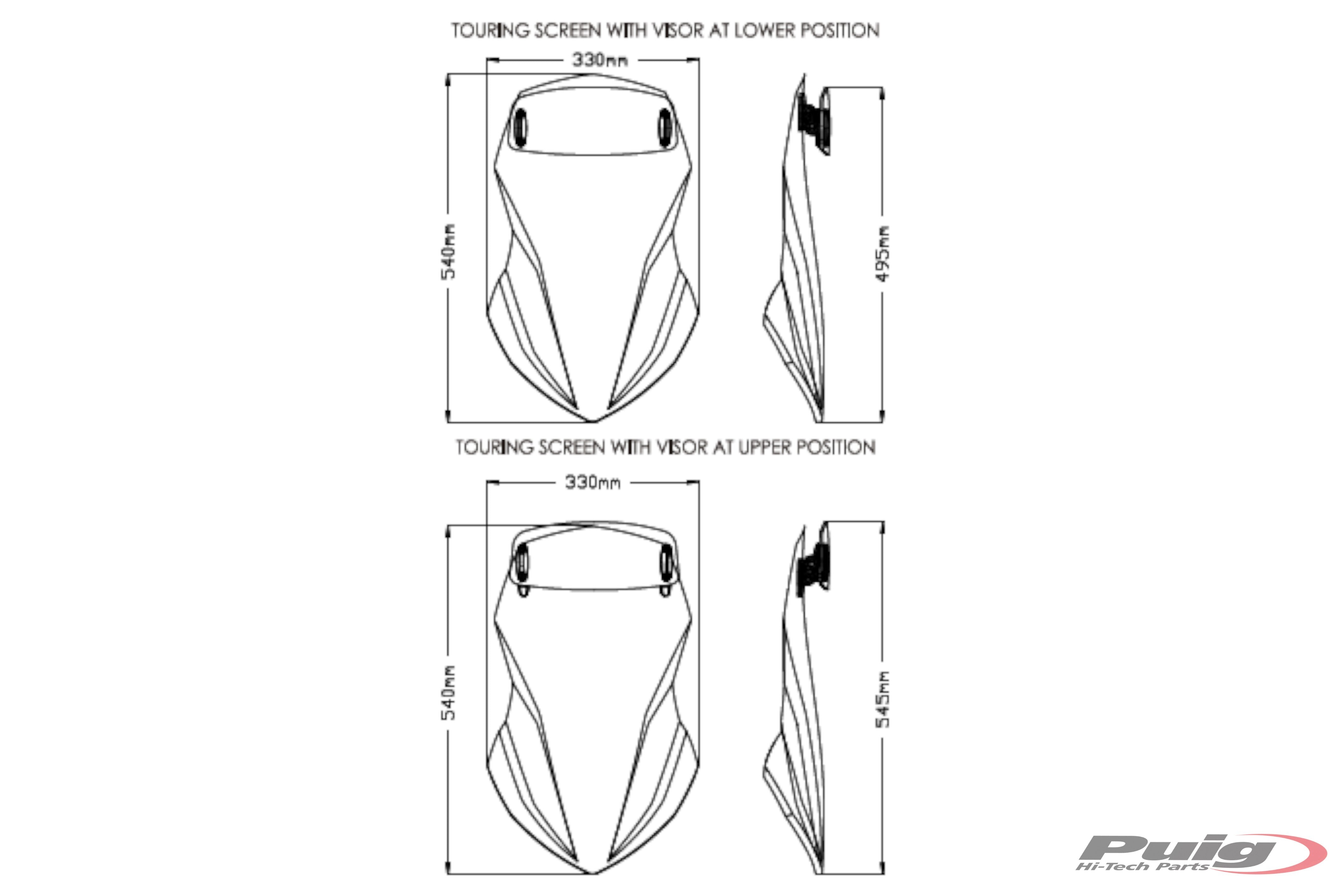 Puig Touring Screen with Visor | Light Smoke | Honda NC 750 X 2021>2024 - Pyramid Motorcycle Accessories