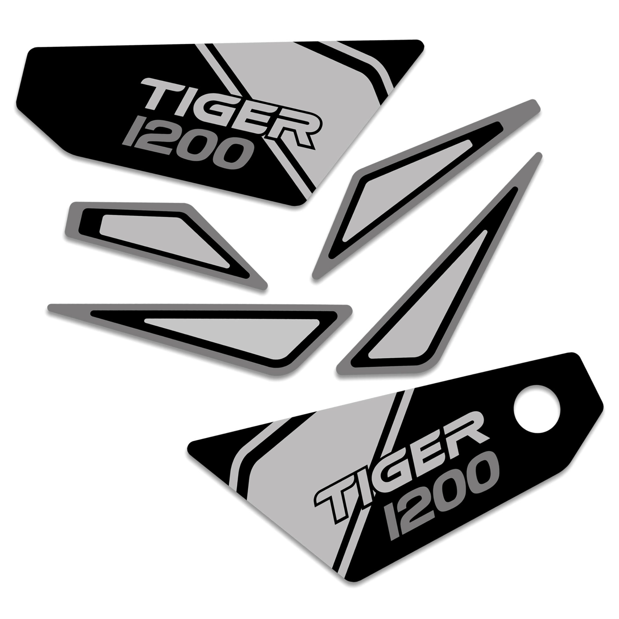Pyramid Decals (Set of 6) | Black & Grey | Triumph Tiger 1200 GT 2022>Current - Shop name