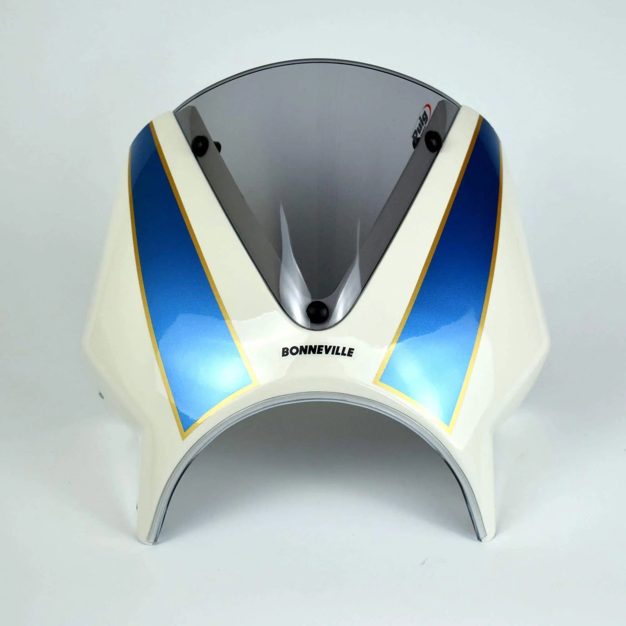 Pyramid Fly Screen | Fusion White & Aegean Blue | Triumph Bonneville T100 2016>Current - Shop name