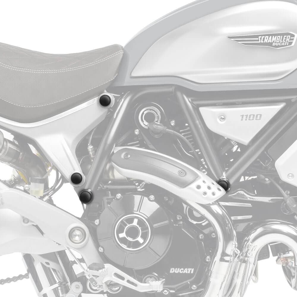 Pyramid Frame End Caps | Matte Black | Ducati Scrambler 1100 2018>Current - Shop name