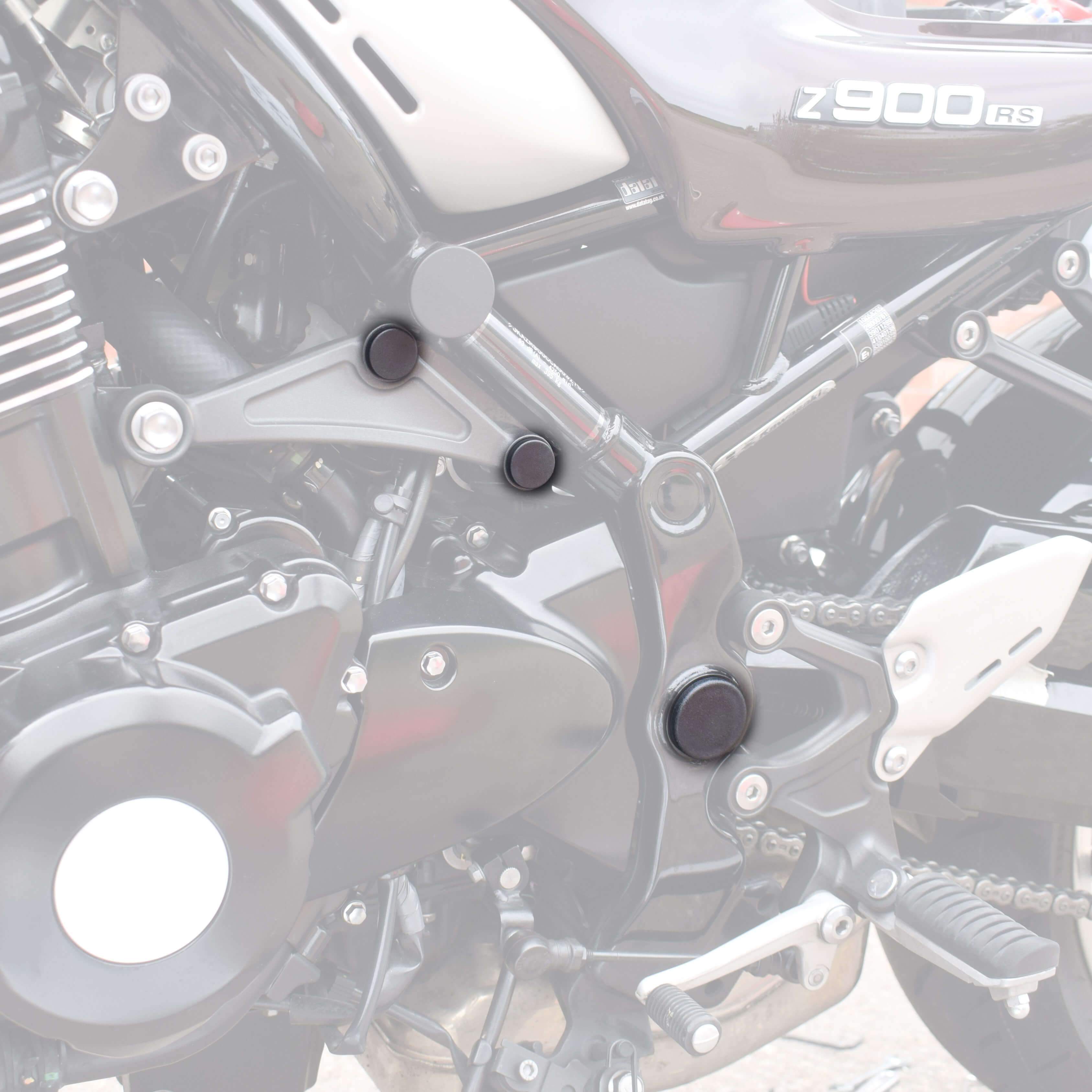 Pyramid Frame End Caps | Matte Black | Kawasaki Z 900 RS Cafe 2018>2019 - Pyramid Motorcycle Accessories