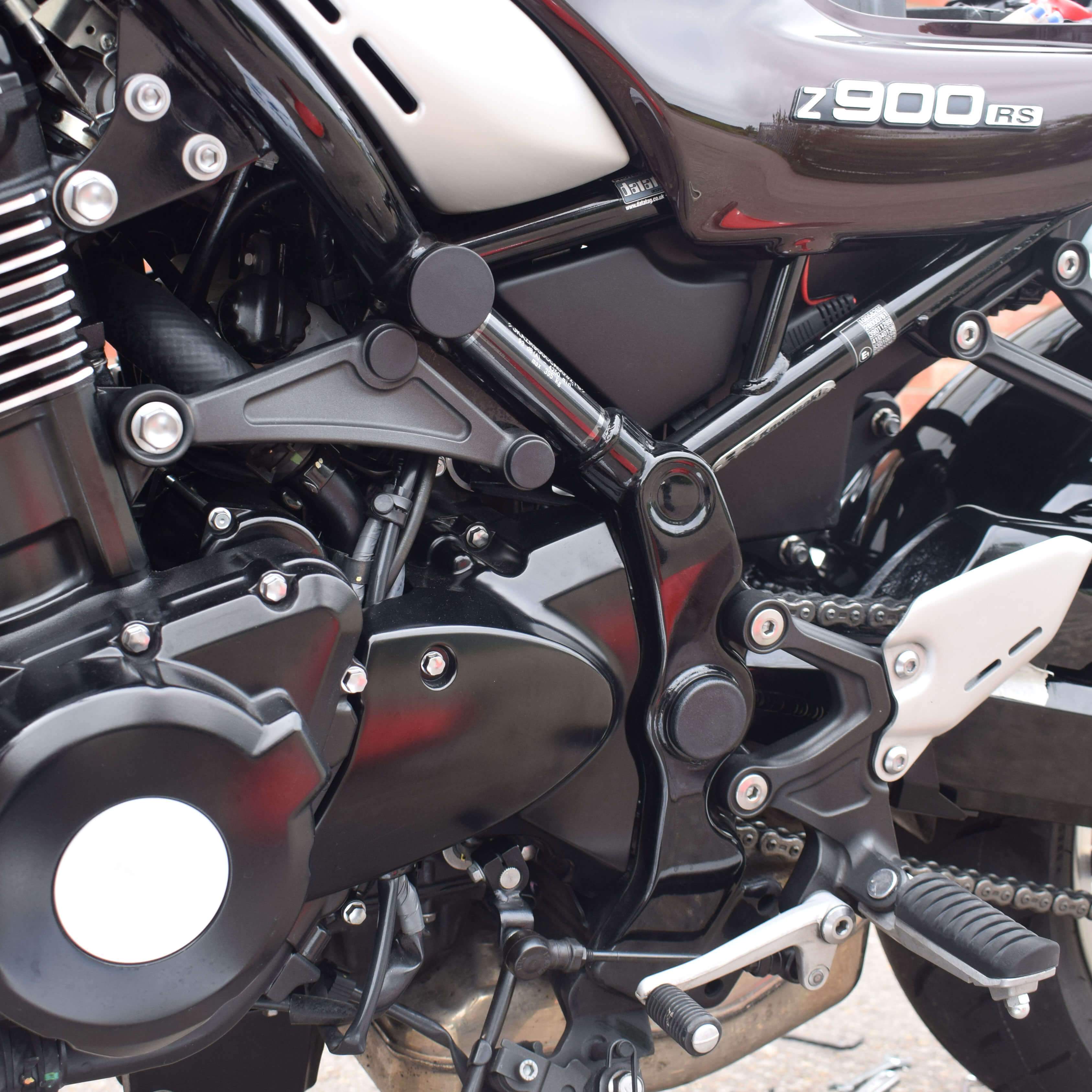 Pyramid Frame End Caps | Matte Black | Kawasaki Z 900 RS SE 2022>Current - Pyramid Motorcycle Accessories