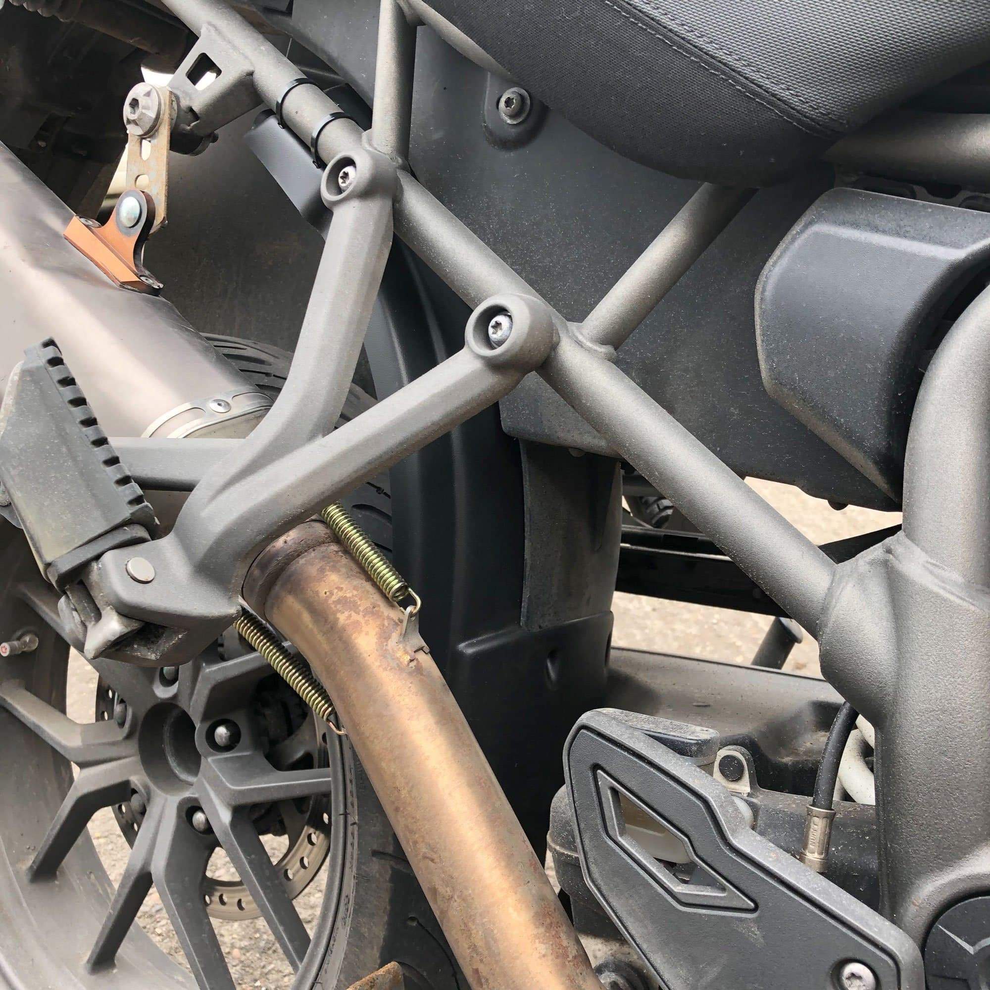 Pyramid TREK Shock Shield | Matte Black | Triumph Explorer 1200 XR/XRX/XRT/Low 2016>Current - Pyramid Motorcycle Accessories