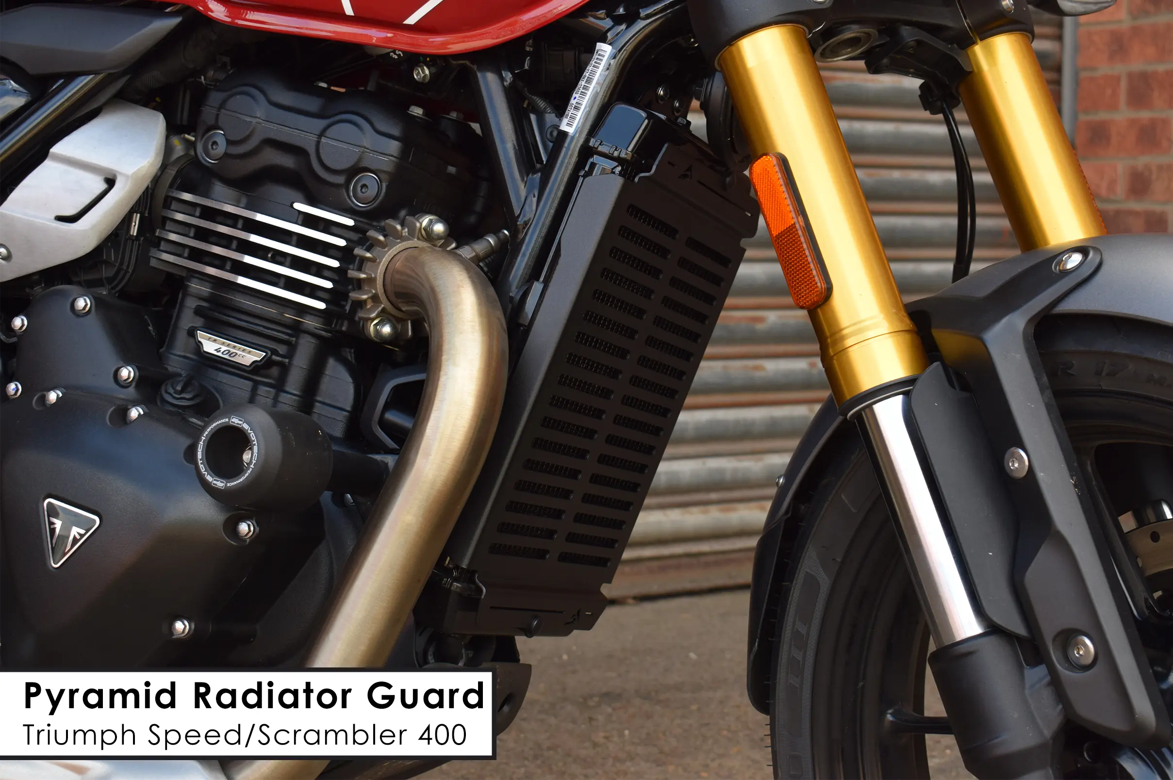 Radiator-Guard-For-The-Triumph-Speed-Scrambler-400 -  Pyramid Motorcycle Accessories
