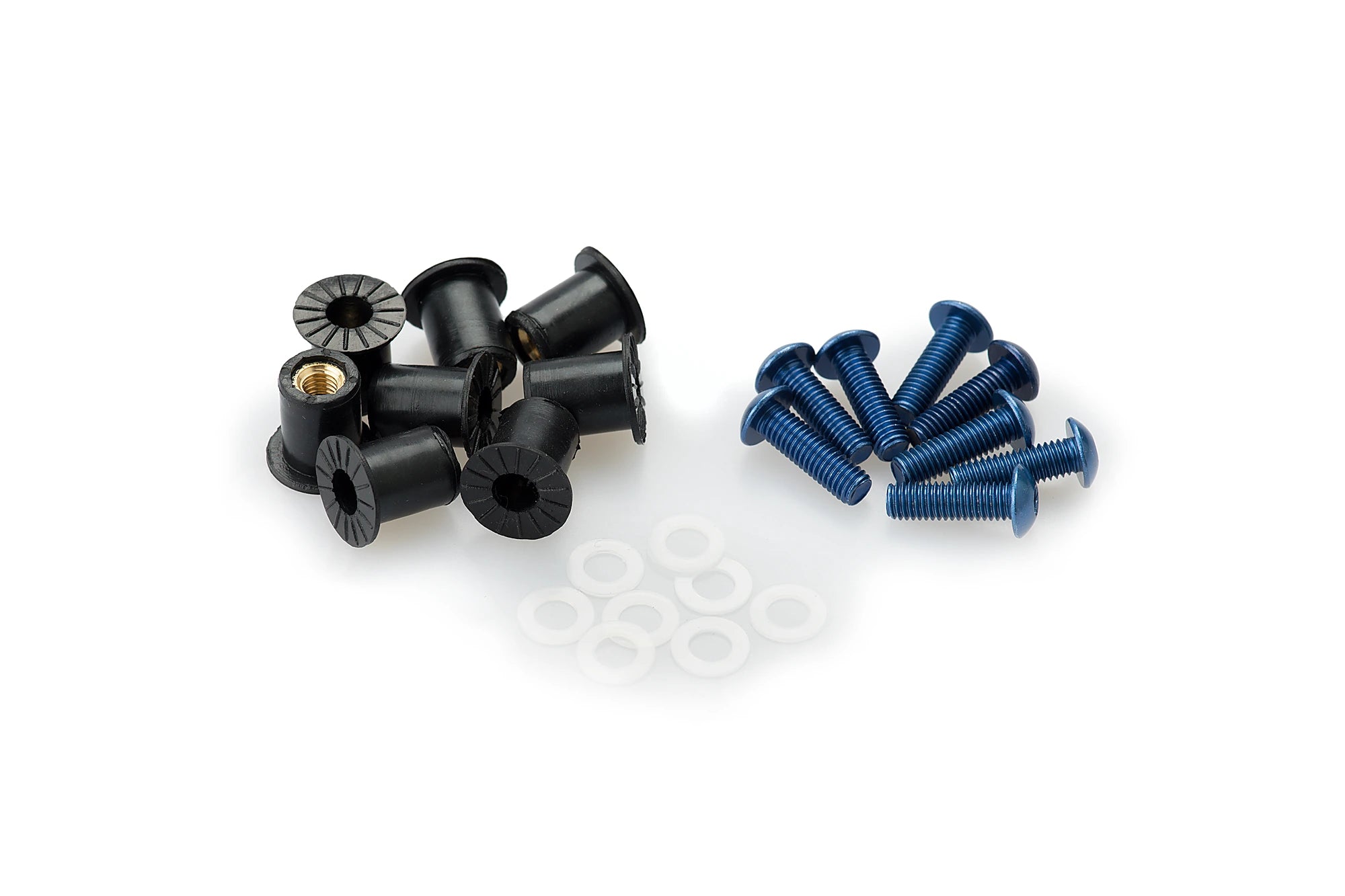 Puig M5 Screen Screws 6 Pack With Silenblocks | Blue -   Pyramid Motorcycle Accessories