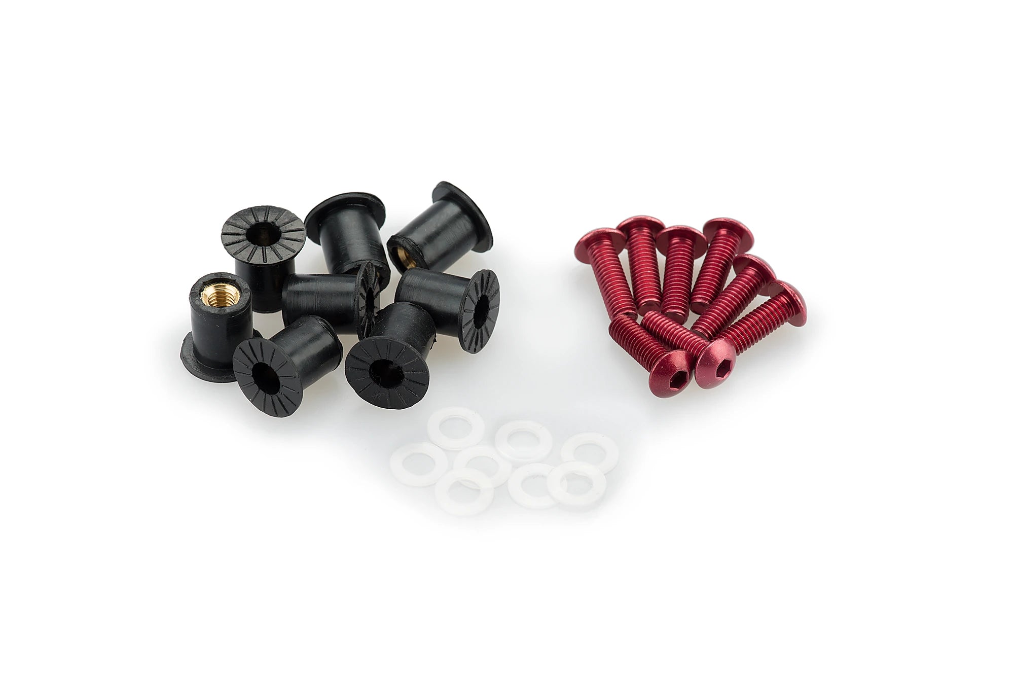 Puig M5 Screen Screws 6 Pack With Silenblocks | Red -   Pyramid Motorcycle Accessories