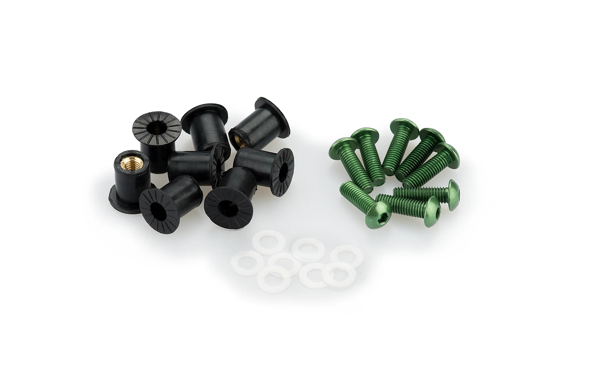 Puig M5 Screen Screws 6 Pack With Silenblocks | Green -   Pyramid Motorcycle Accessories