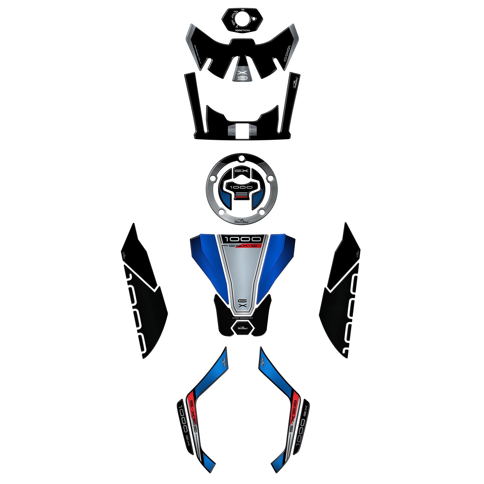 Resin Bike 3D Motorcycle Stickers - Full Kit | Suzuki GSX-S1000 GX 2024>2025 -   Pyramid Motorcycle Accessories