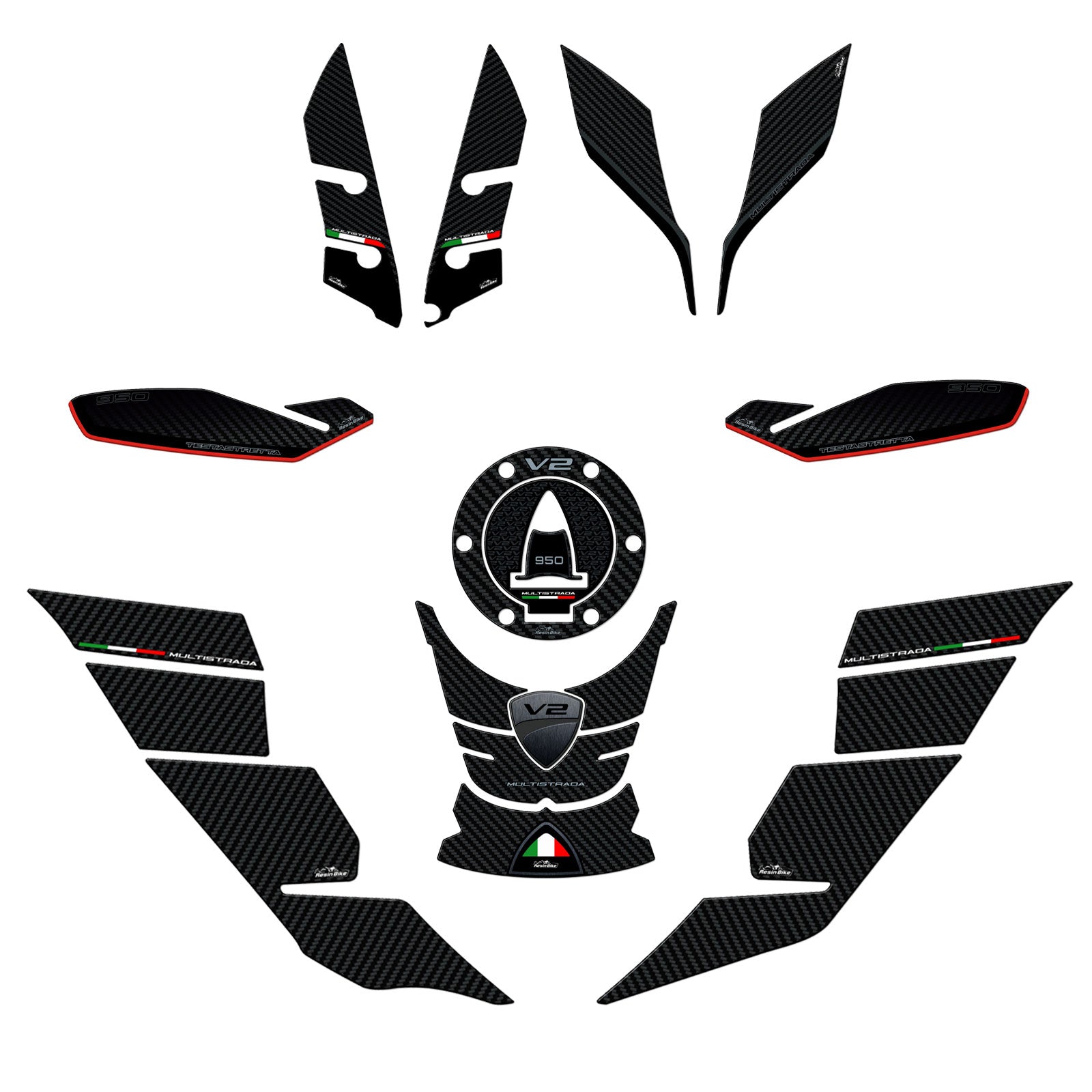 Resin Bike 3D Motorcycle Stickers - Full Kit | Ducati Multistrada V2/V2 S 2022>2024 -   Pyramid Motorcycle Accessories