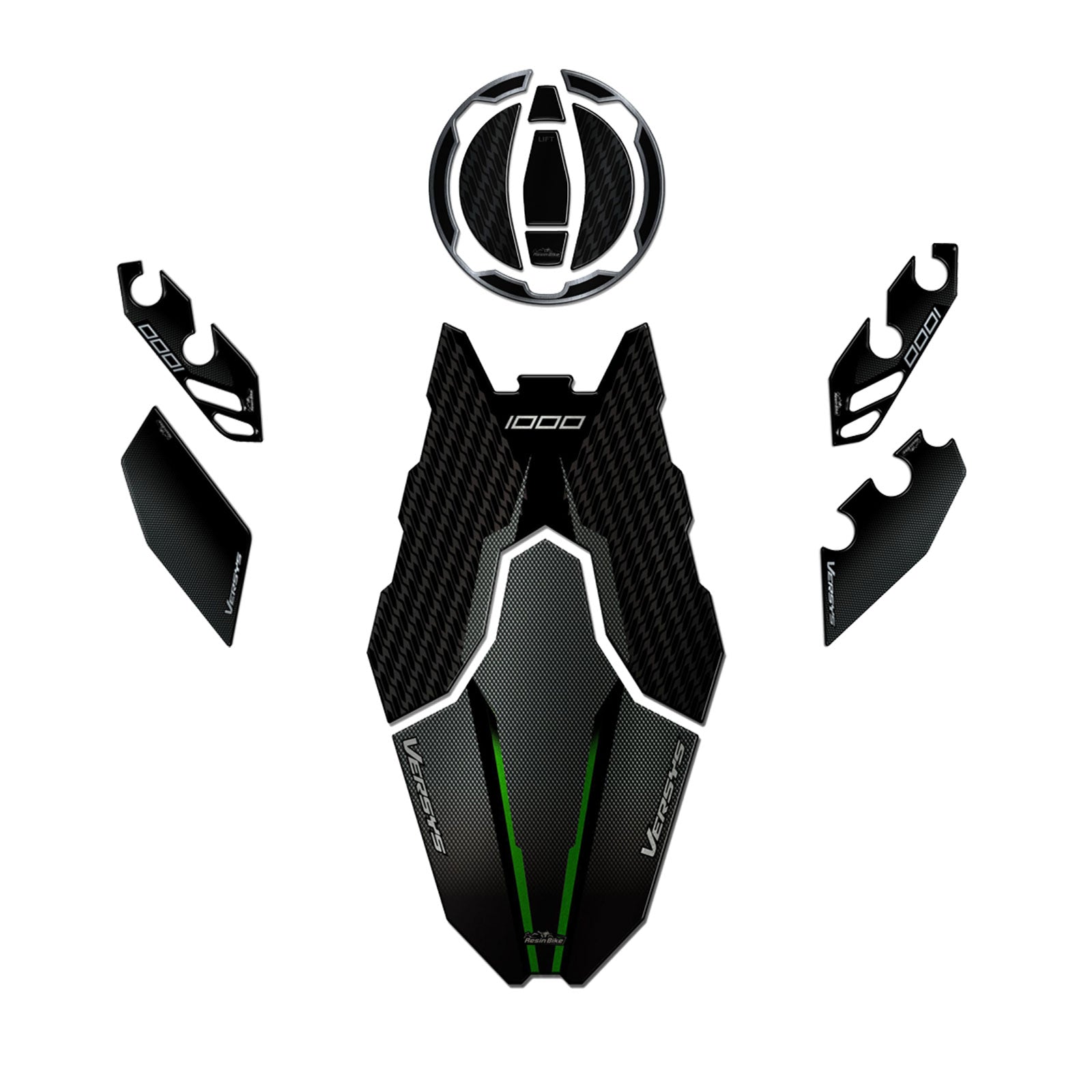 Resin Bike 3D Motorcycle Stickers - Basic Kit | Kawasaki Versys 1000 2018>2024 -   Pyramid Motorcycle Accessories