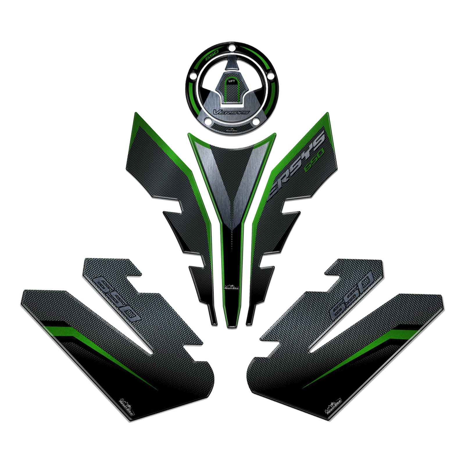 Resin Bike 3D Motorcycle Stickers - Basic Kit | Kawasaki Versys 650 2017>2021 RB-1000706000006 -   Pyramid Motorcycle Accessories