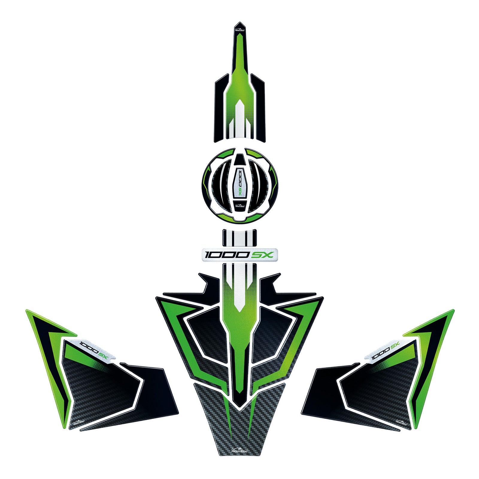 Resin Bike 3D Motorcycle Stickers - Basic Kit | Kawasaki Ninja 1000 SX / SX SE / Tourer 2021>2024 -   Pyramid Motorcycle Accessories