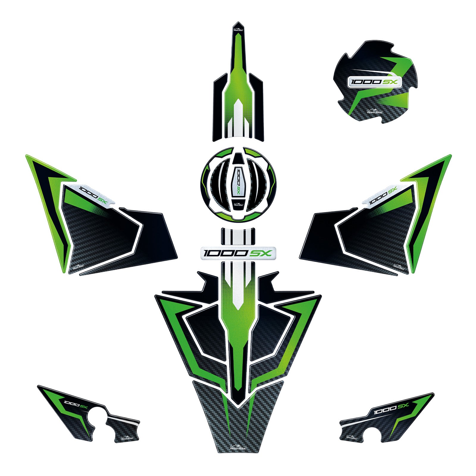 Resin Bike 3D Motorcycle Stickers - Full Kit | Kawasaki Ninja 1000 SX / SX SE / Tourer 2021>2024 RB-1000707100002 -   Pyramid Motorcycle Accessories