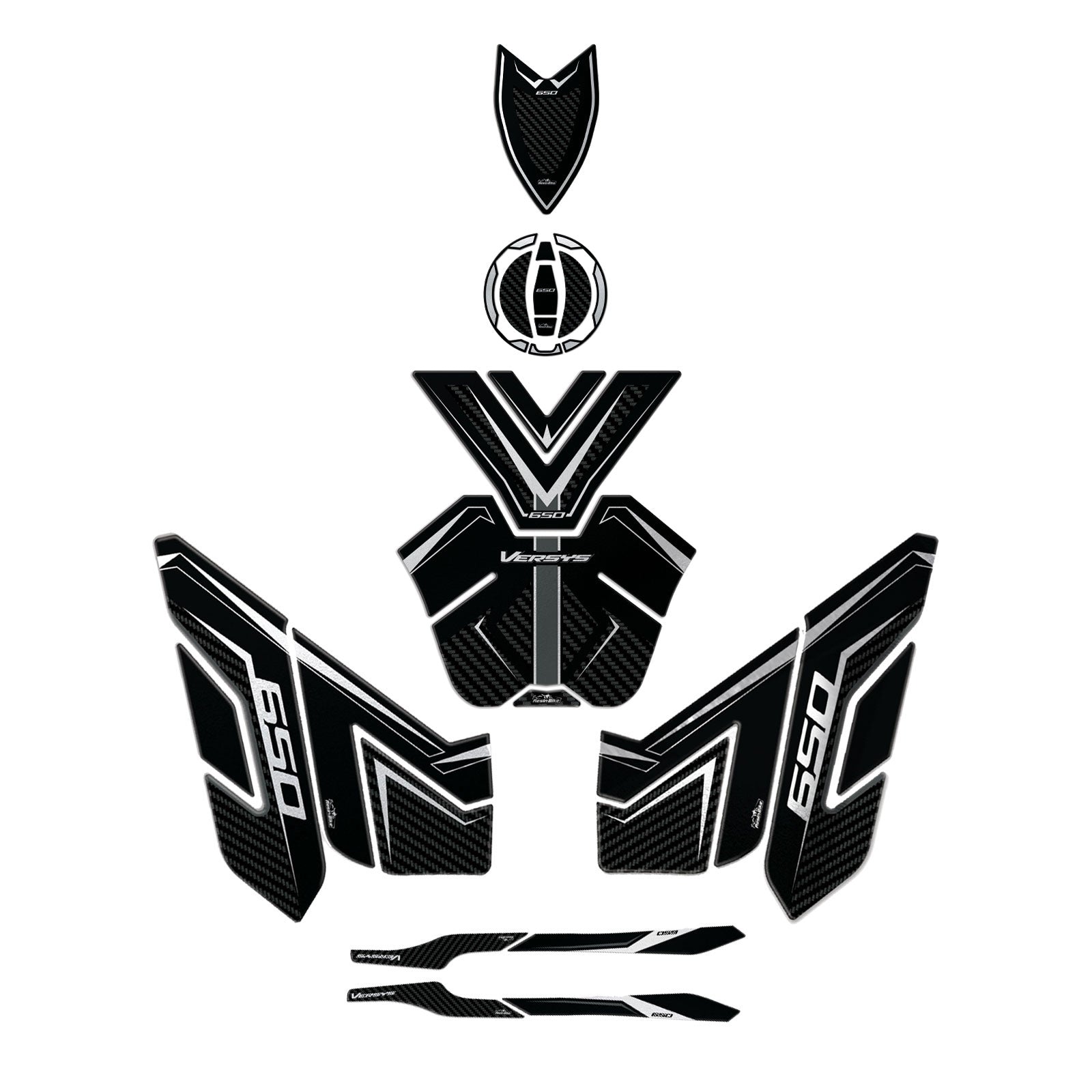 Resin Bike 3D Motorcycle Stickers - Full Kit | Kawasaki Versys 650 2022>2026 RB-1000707800001 -   Pyramid Motorcycle Accessories