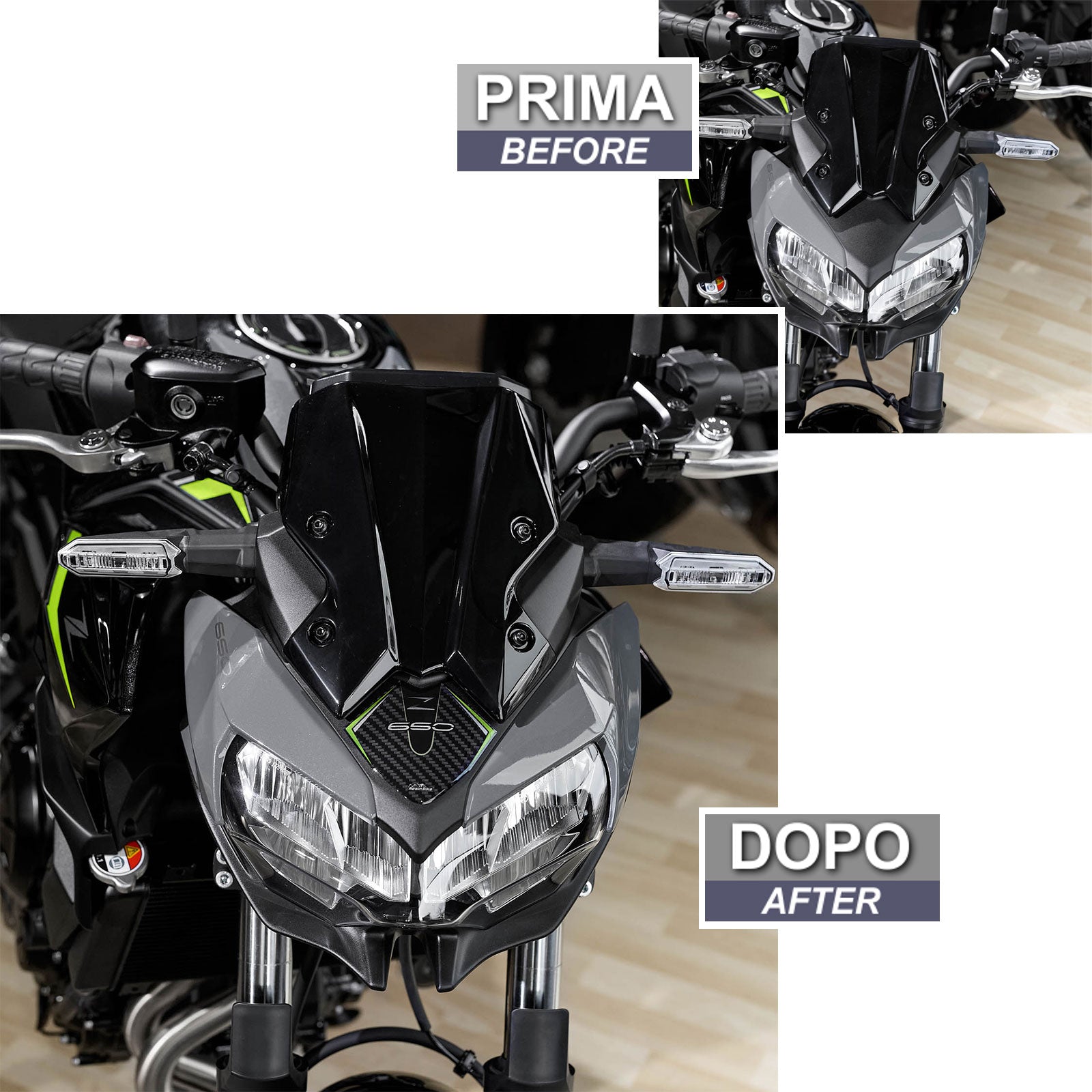 Resin Bike 3D Motorcycle Stickers - Windshield | Kawasaki Z 650 2020>2024 -   Pyramid Motorcycle Accessories
