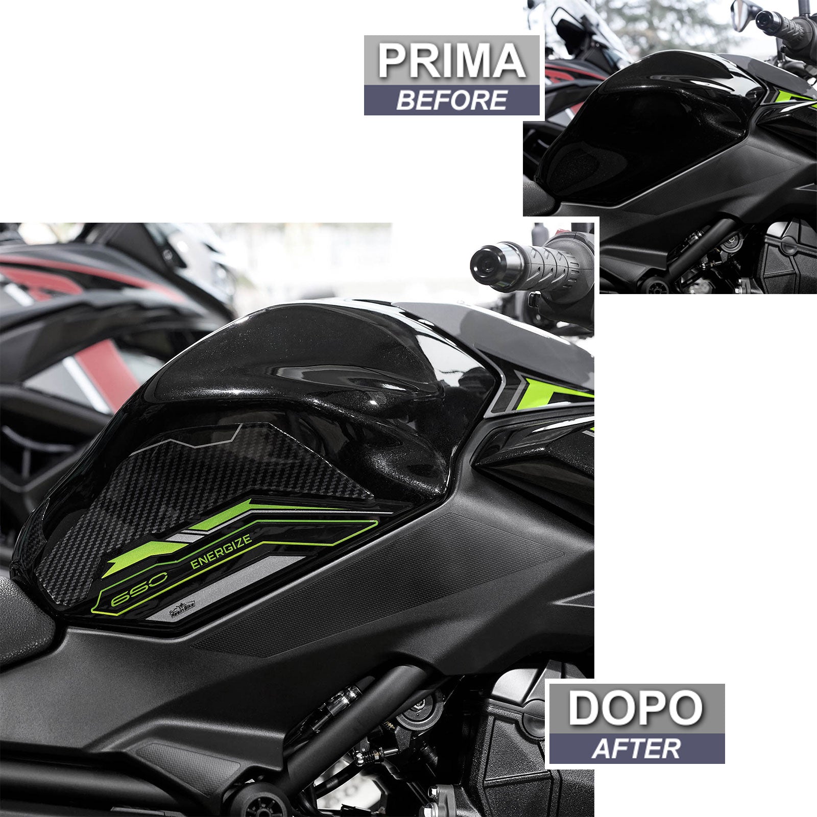 Resin Bike 3D Motorcycle Stickers - Tank Sides | Kawasaki Z 650 2020>2024 -   Pyramid Motorcycle Accessories