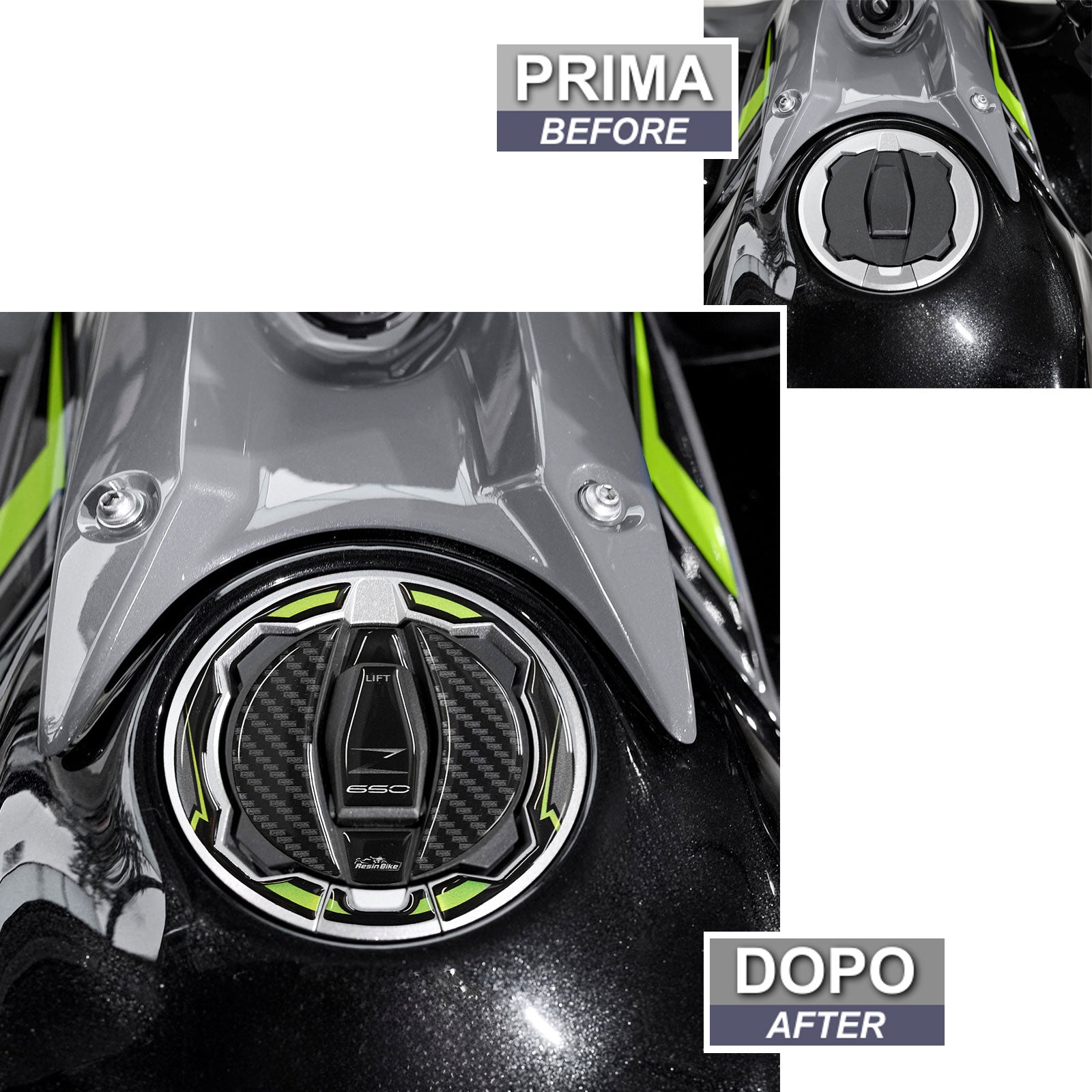 Resin Bike 3D Motorcycle Stickers - Fuel Cap | Kawasaki Z 650 2020>2024 -   Pyramid Motorcycle Accessories