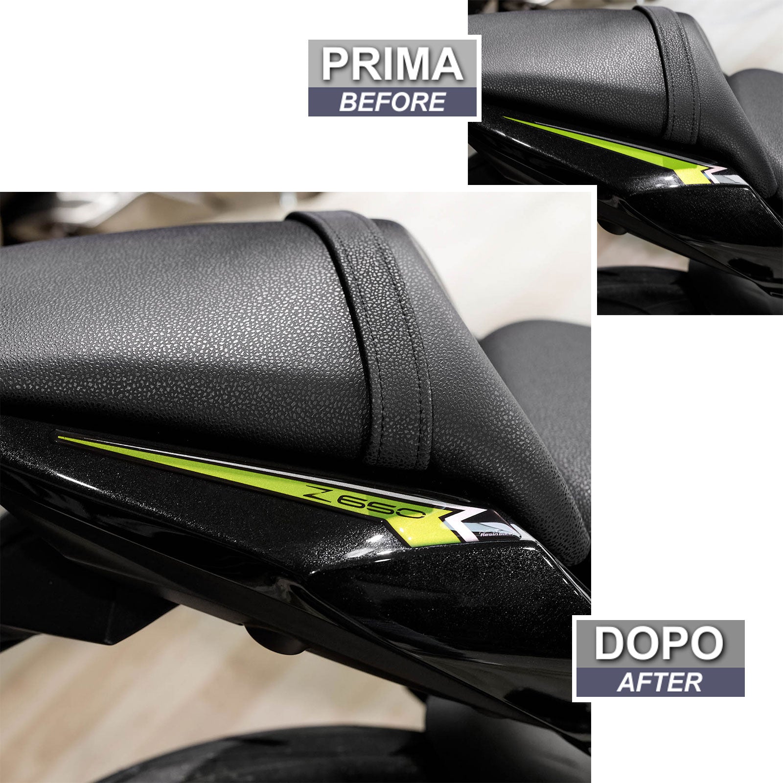 Resin Bike 3D Motorcycle Stickers - Tail Section | Kawasaki Z 650 2020>2024 -   Pyramid Motorcycle Accessories