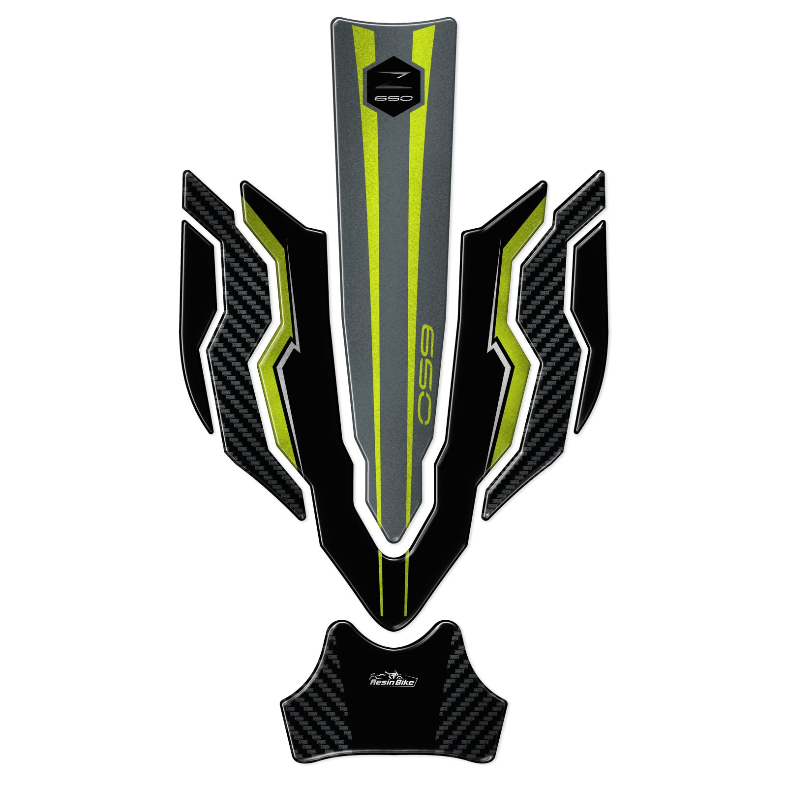 Resin Bike 3D Motorcycle Stickers - Tank Pad | Kawasaki Z 650 2020>2024 -   Pyramid Motorcycle Accessories
