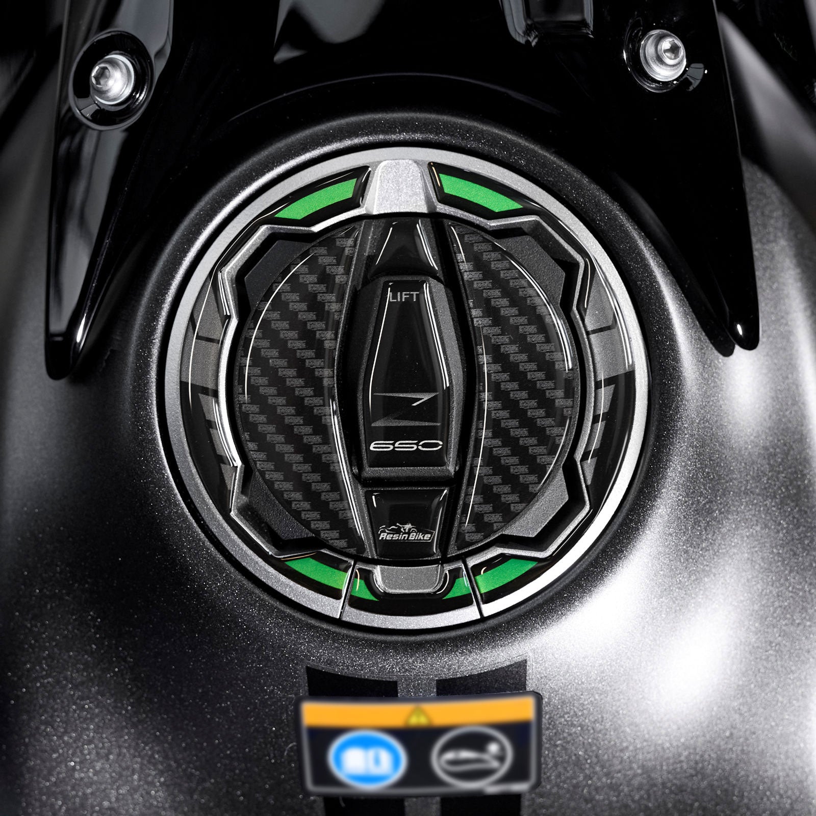 Resin Bike 3D Motorcycle Stickers - Fuel Cap | Kawasaki Z 650 2020>2025 -   Pyramid Motorcycle Accessories