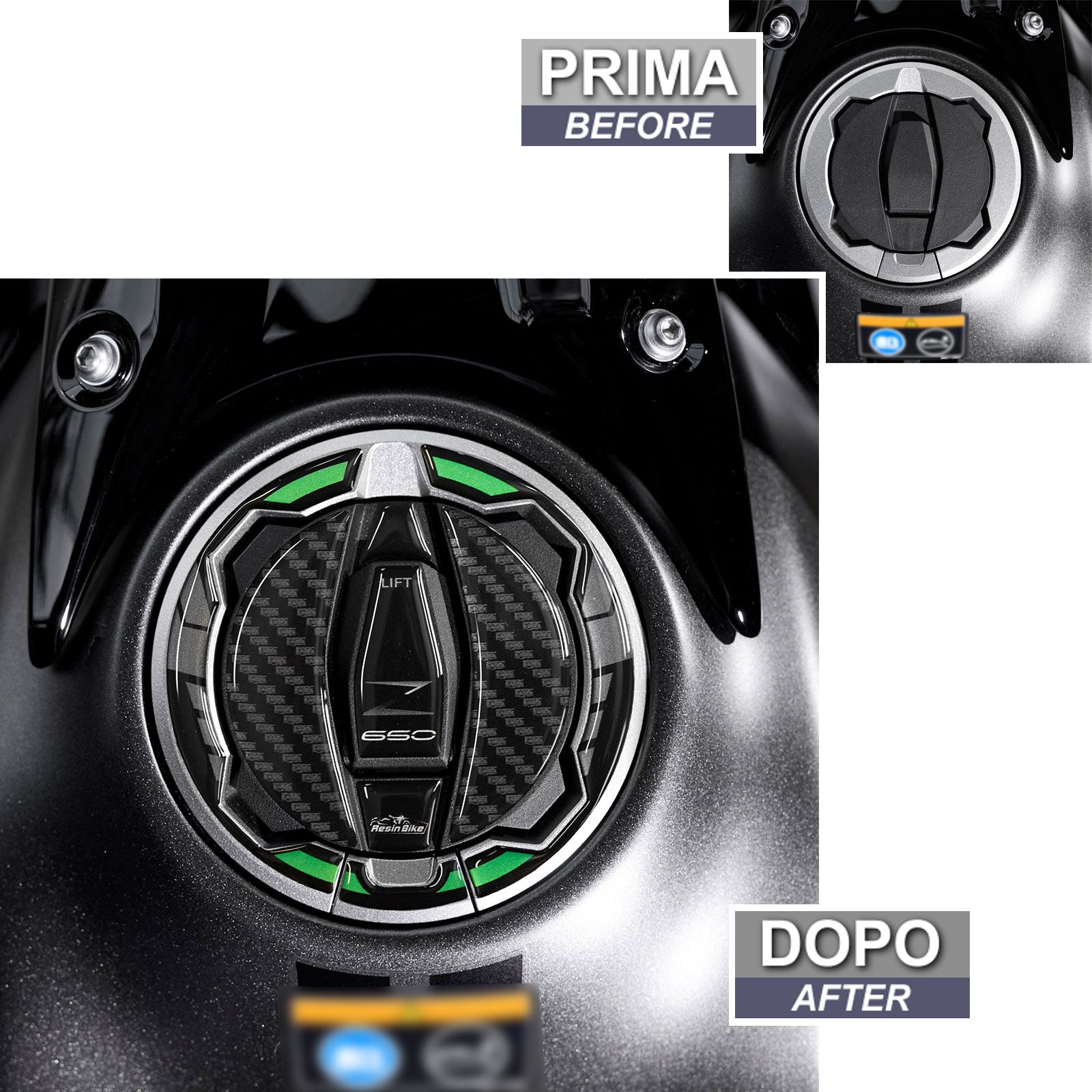 Resin Bike 3D Motorcycle Stickers - Fuel Cap | Kawasaki Z 650 2020>2025 -   Pyramid Motorcycle Accessories