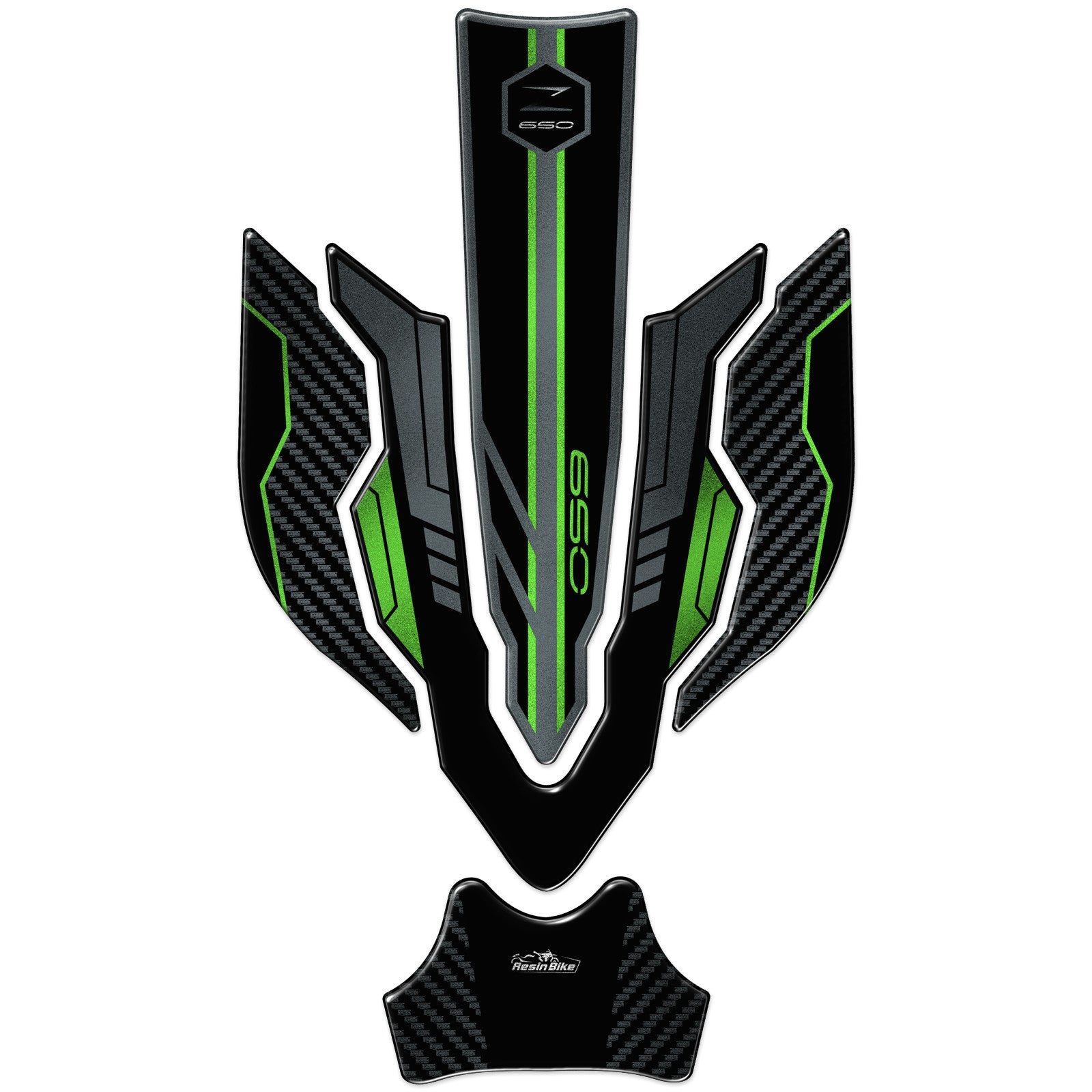 Resin Bike 3D Motorcycle Stickers - Tank Pad | Kawasaki Z 650 2020>2025 -   Pyramid Motorcycle Accessories