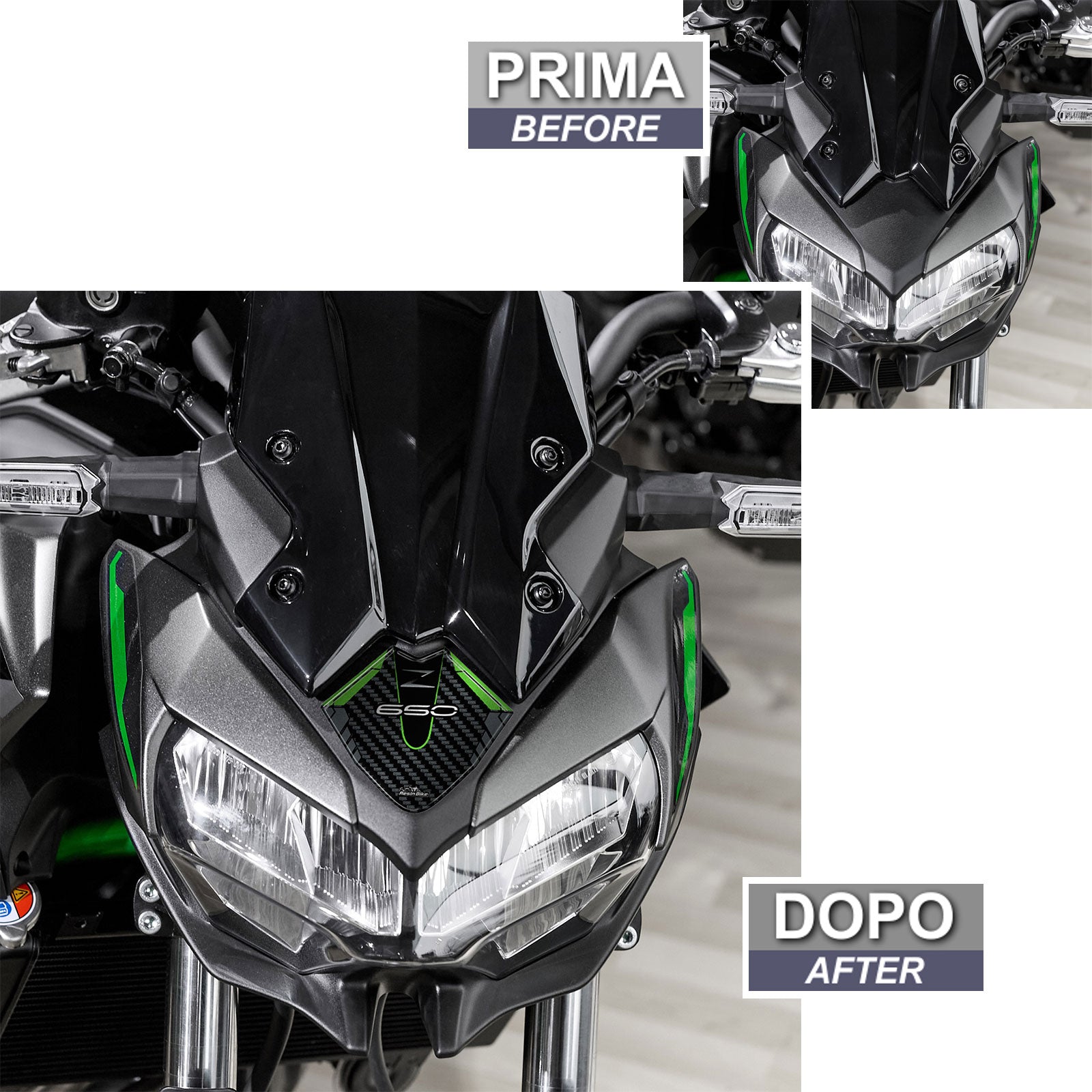 Resin Bike 3D Motorcycle Stickers - Windshield | Kawasaki Z 650 2020>2025 -   Pyramid Motorcycle Accessories