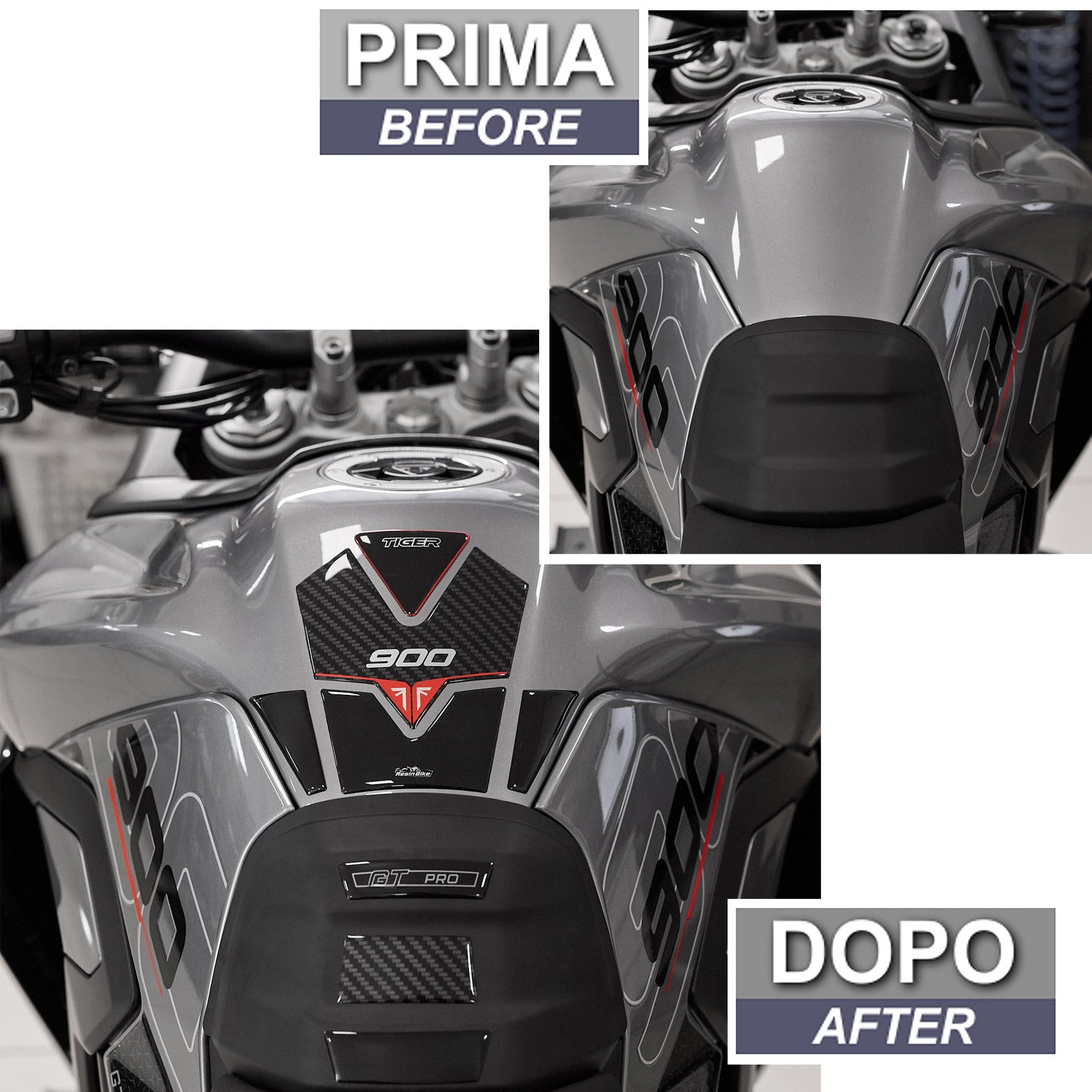 Resin Bike 3D Motorcycle Stickers - Tank Pad | Triumph Tiger 900 GT/GT Pro/Rally Pro 2024>2025 -   Pyramid Motorcycle Accessories